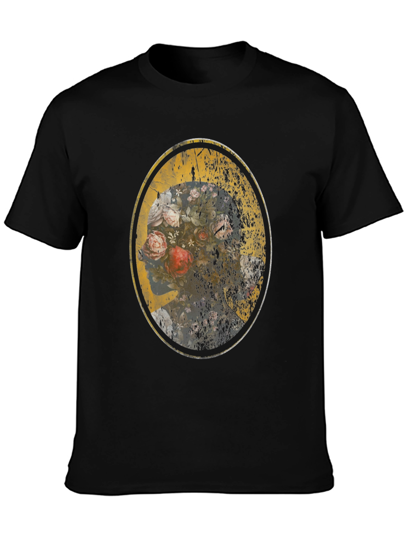 Floral Skull Graphic Black T-Shirt