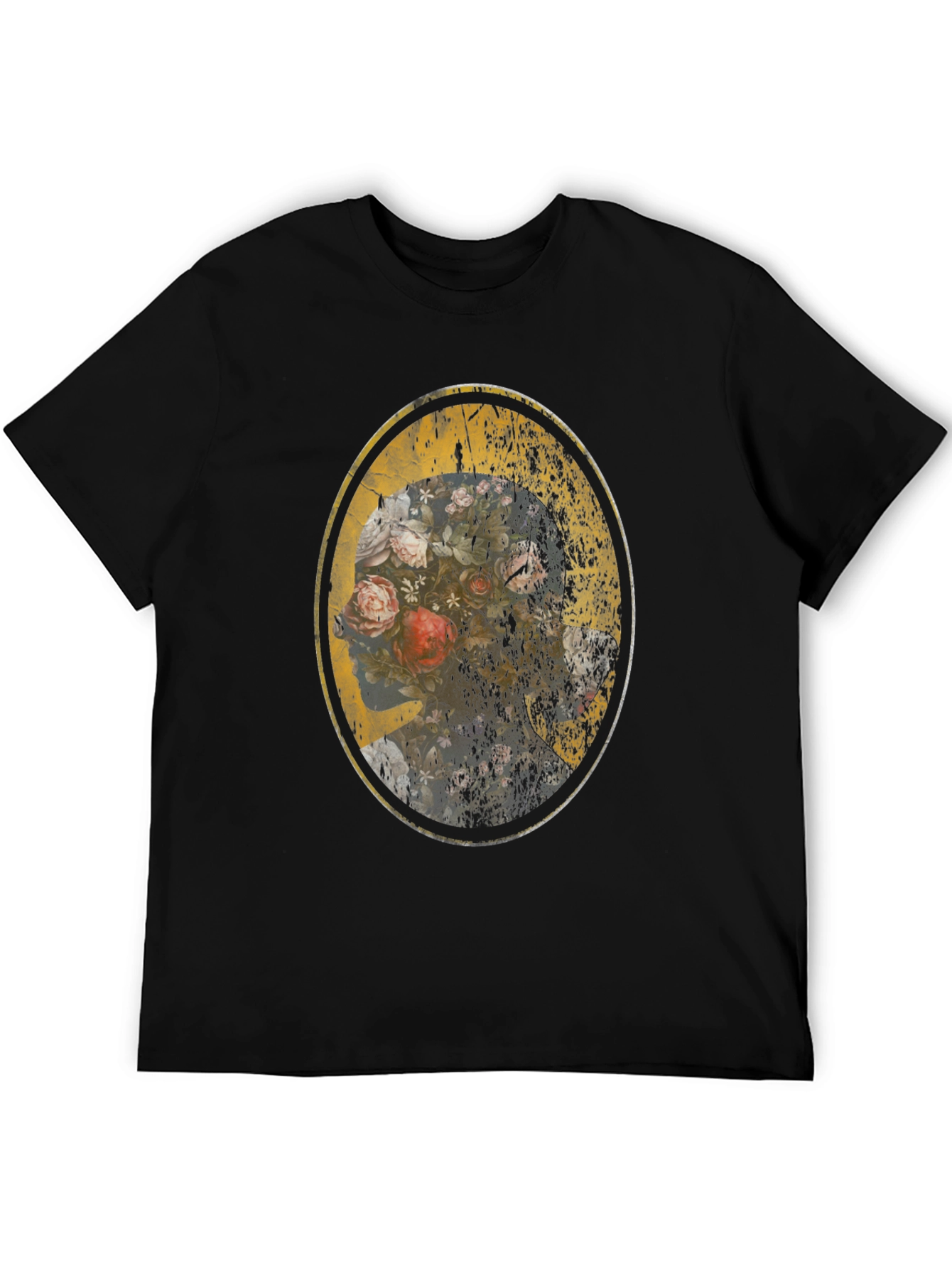 Floral Skull Graphic Black T-Shirt