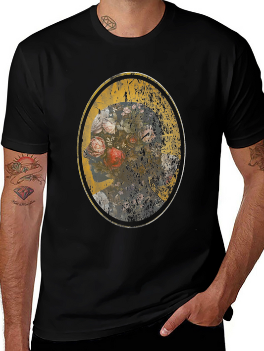 Floral Skull Graphic Black T-Shirt