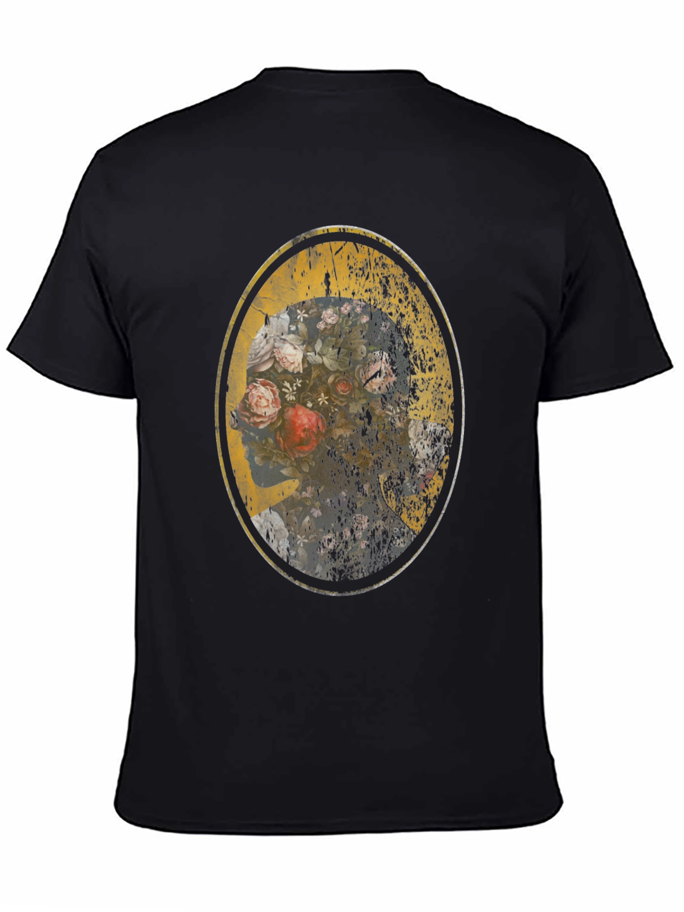 Floral Skull Graphic Black T-Shirt