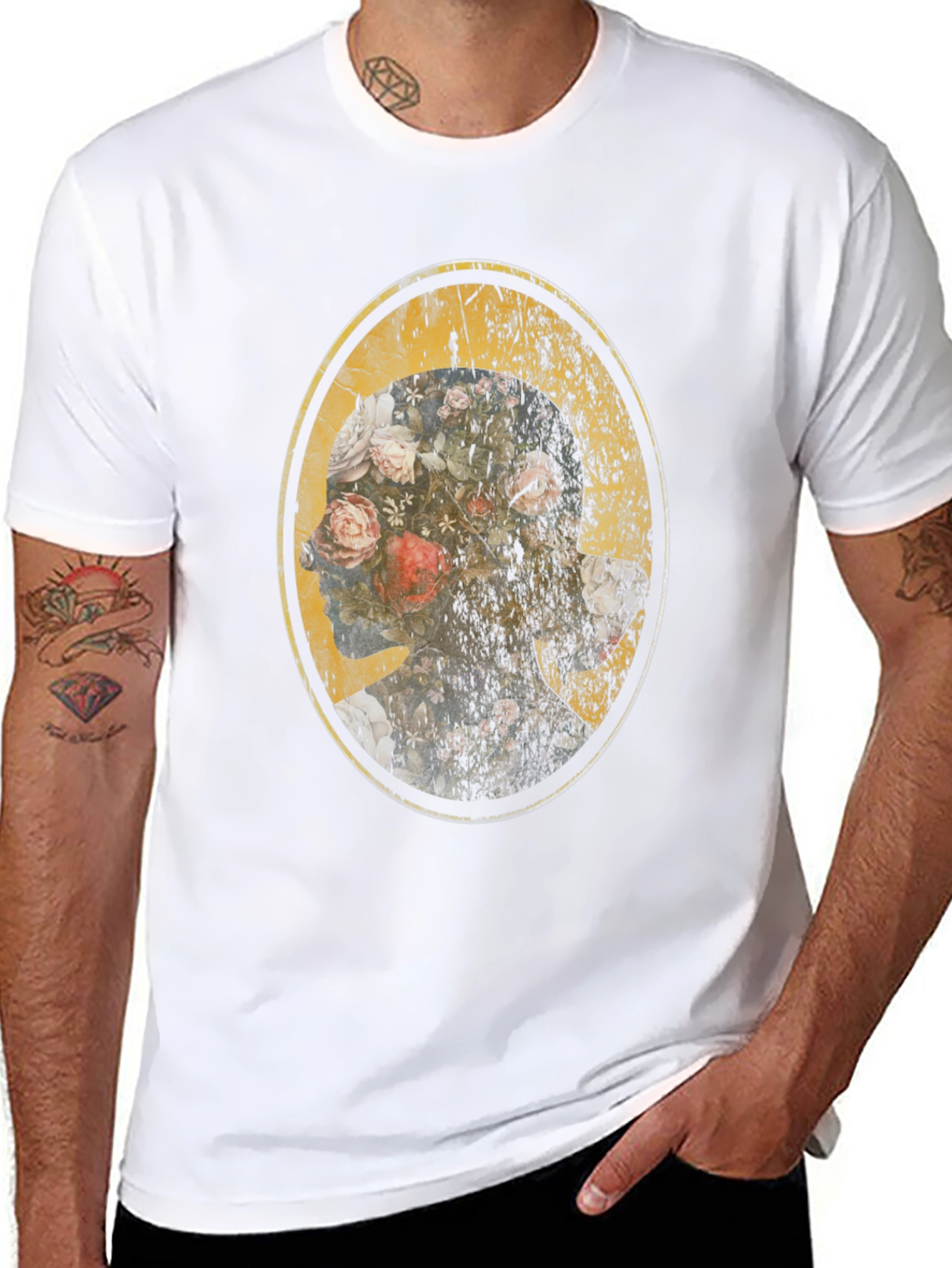 Floral Skull Graphic Black T-Shirt