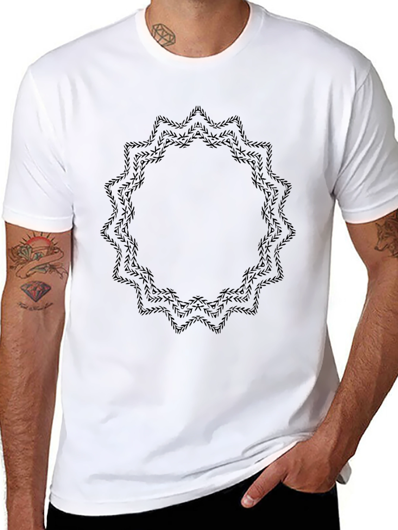 Geometric Pattern Black T-Shirt
