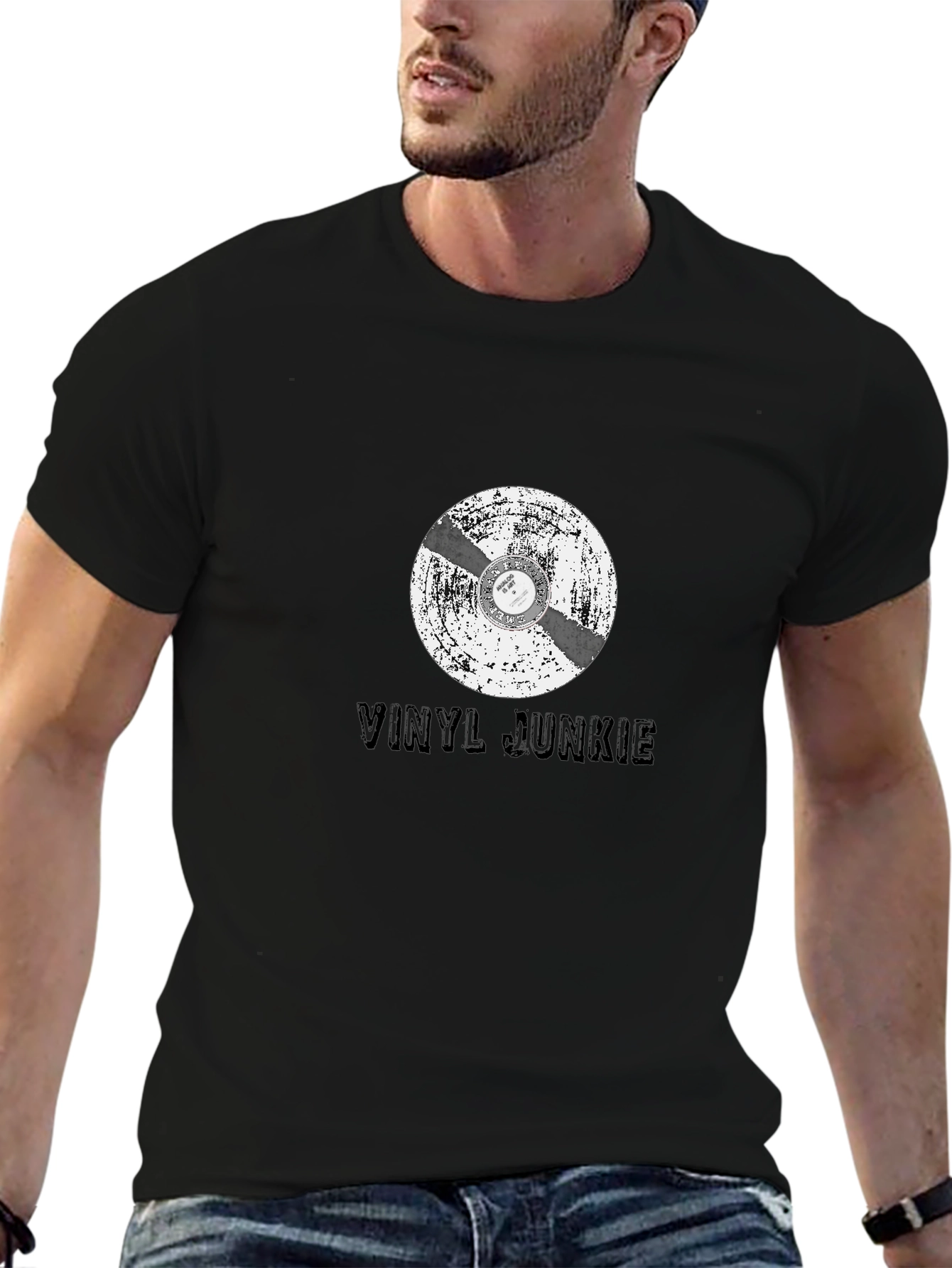 Vinyl Junkie T-Shirt - Retro Music Lover Tee