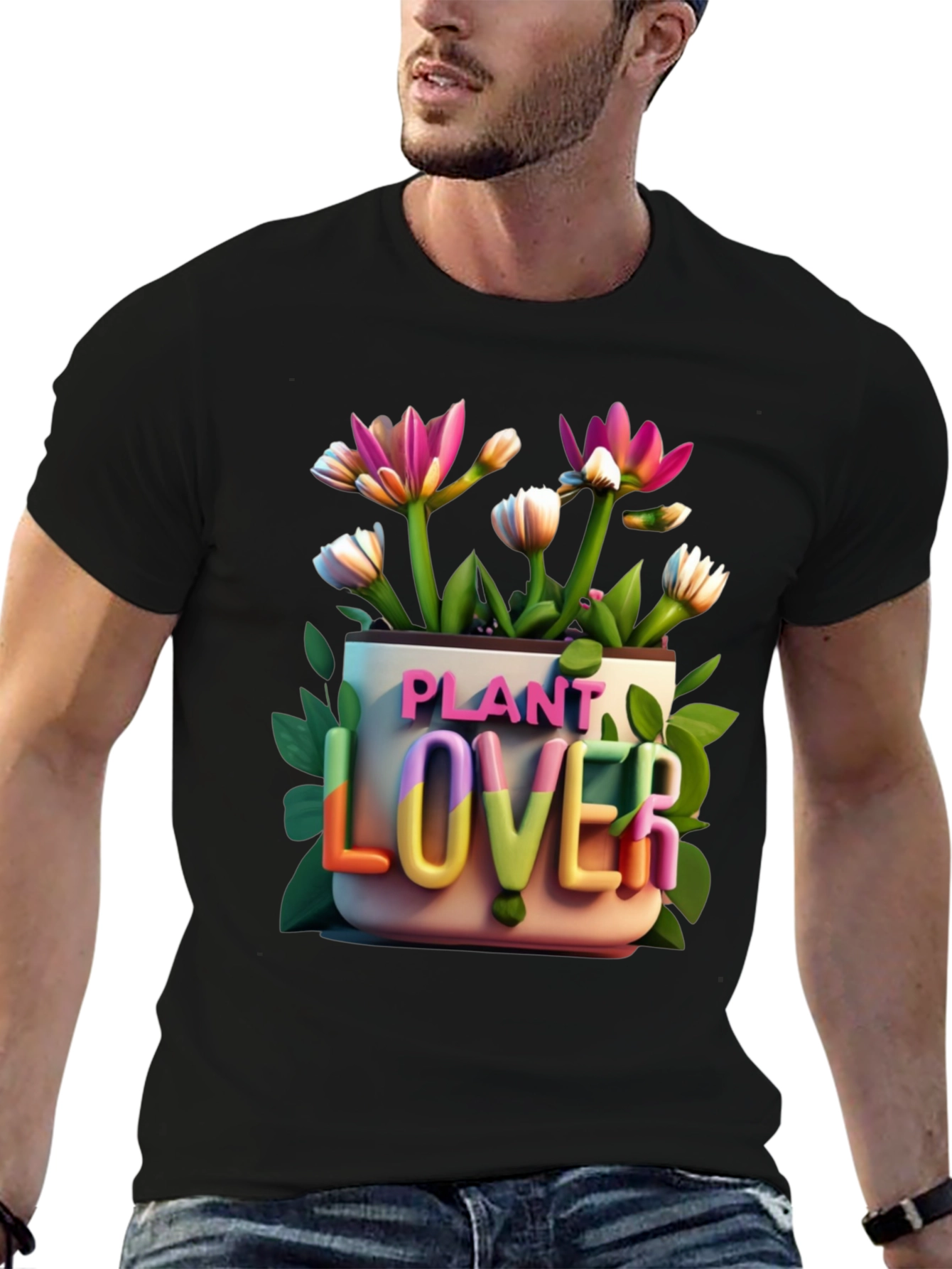 Plant Lover Graphic Tee - Black Cotton T-Shirt