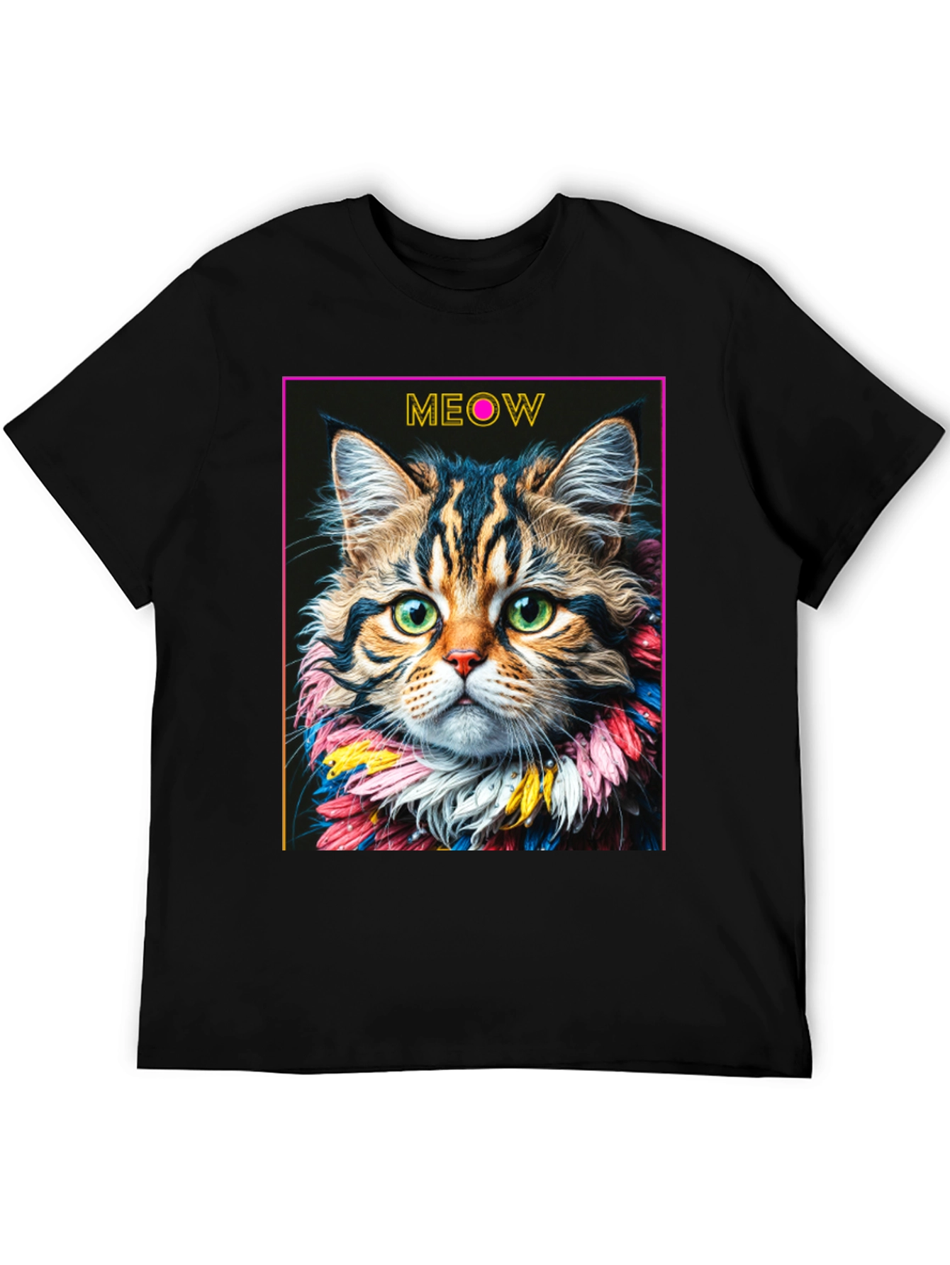 Meow Cat T-Shirt - Artistic Feline Design