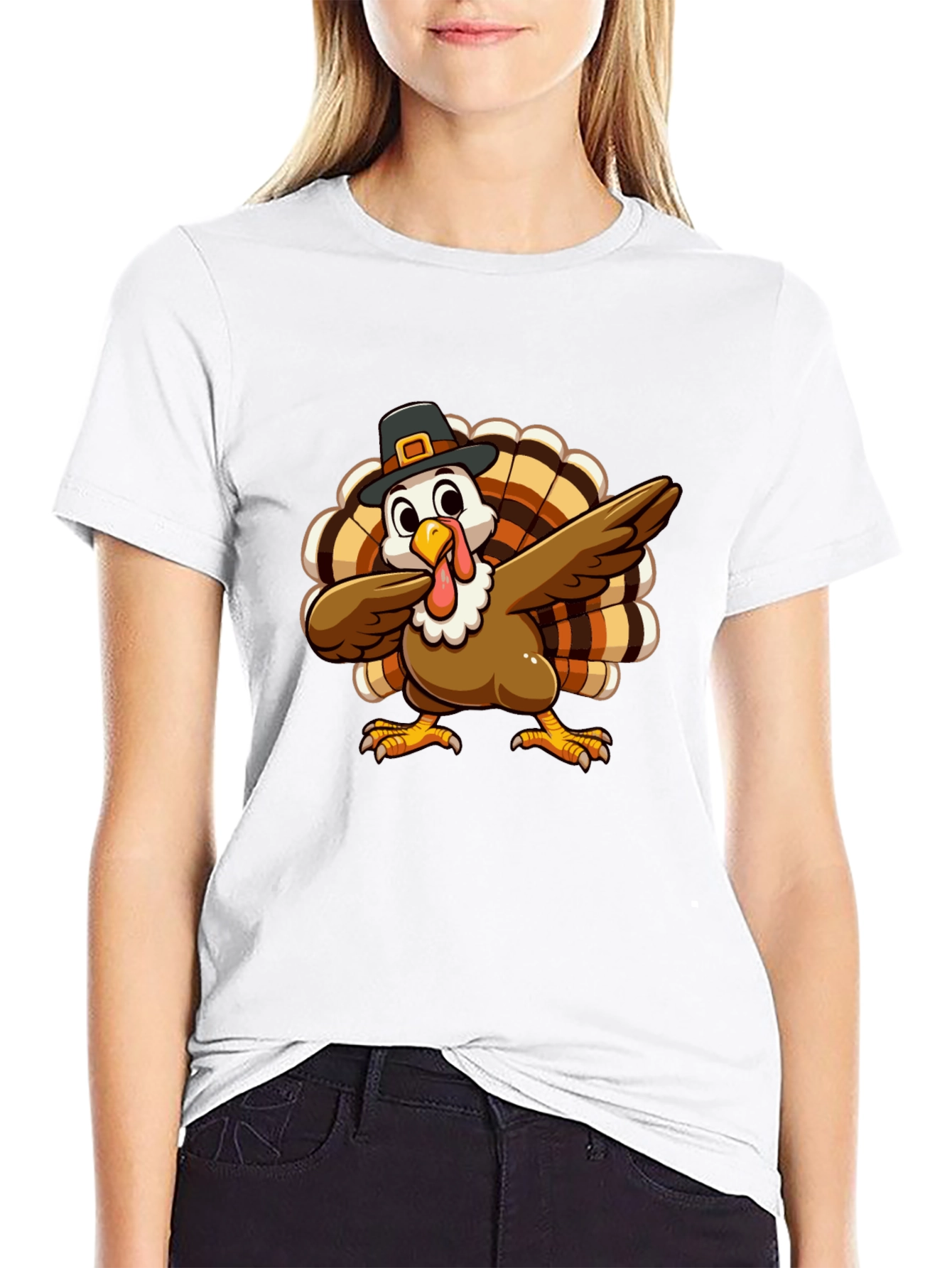 Festive Turkey Dab Black T-Shirt