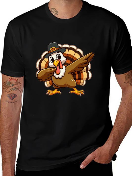 Festive Turkey Dab Black T-Shirt