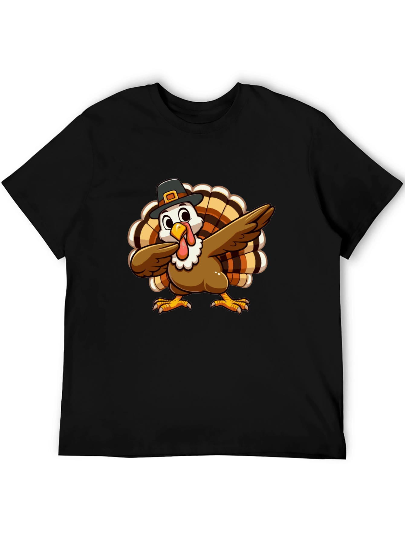 Festive Turkey Dab Black T-Shirt