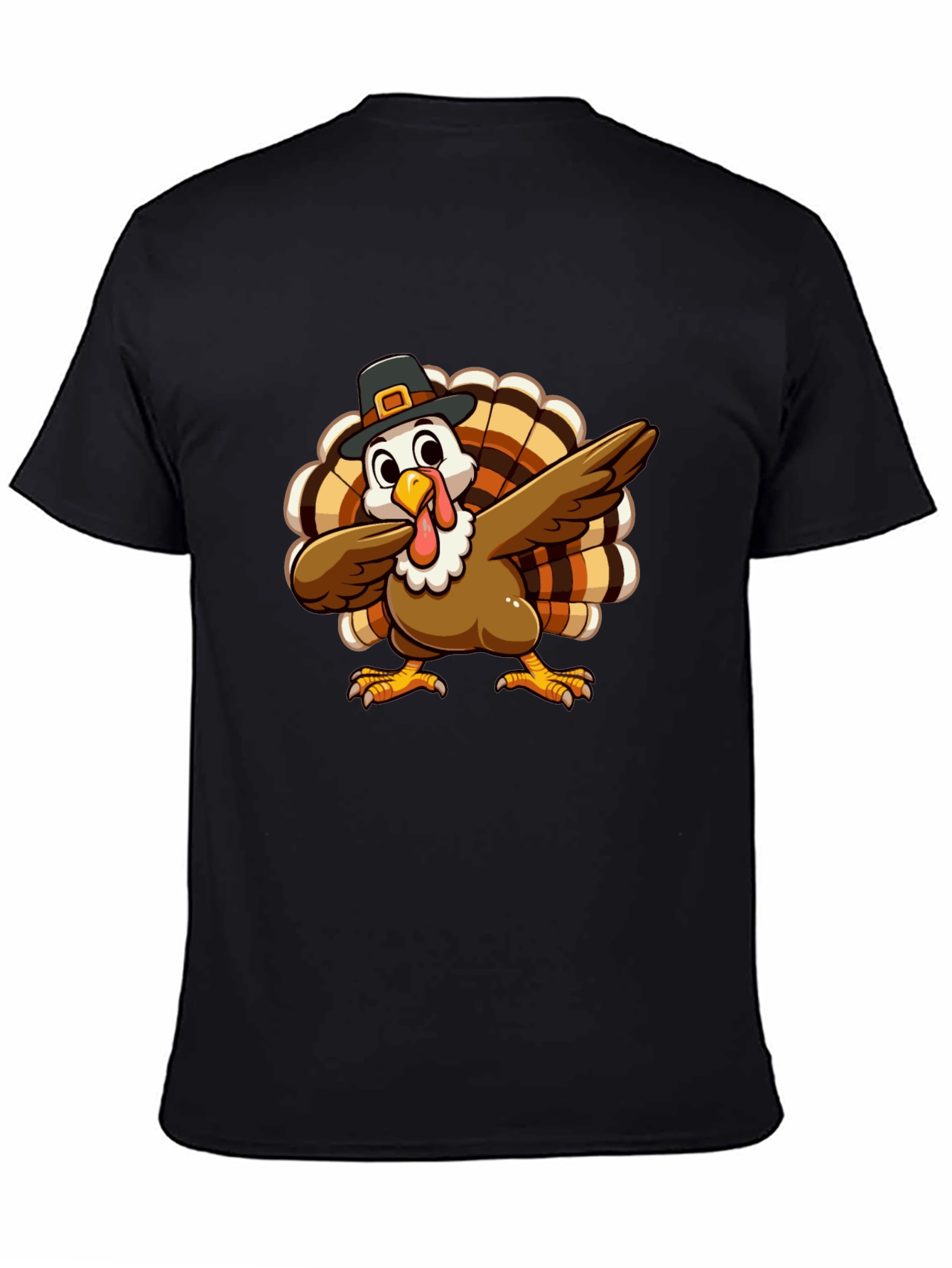 Festive Turkey Dab Black T-Shirt