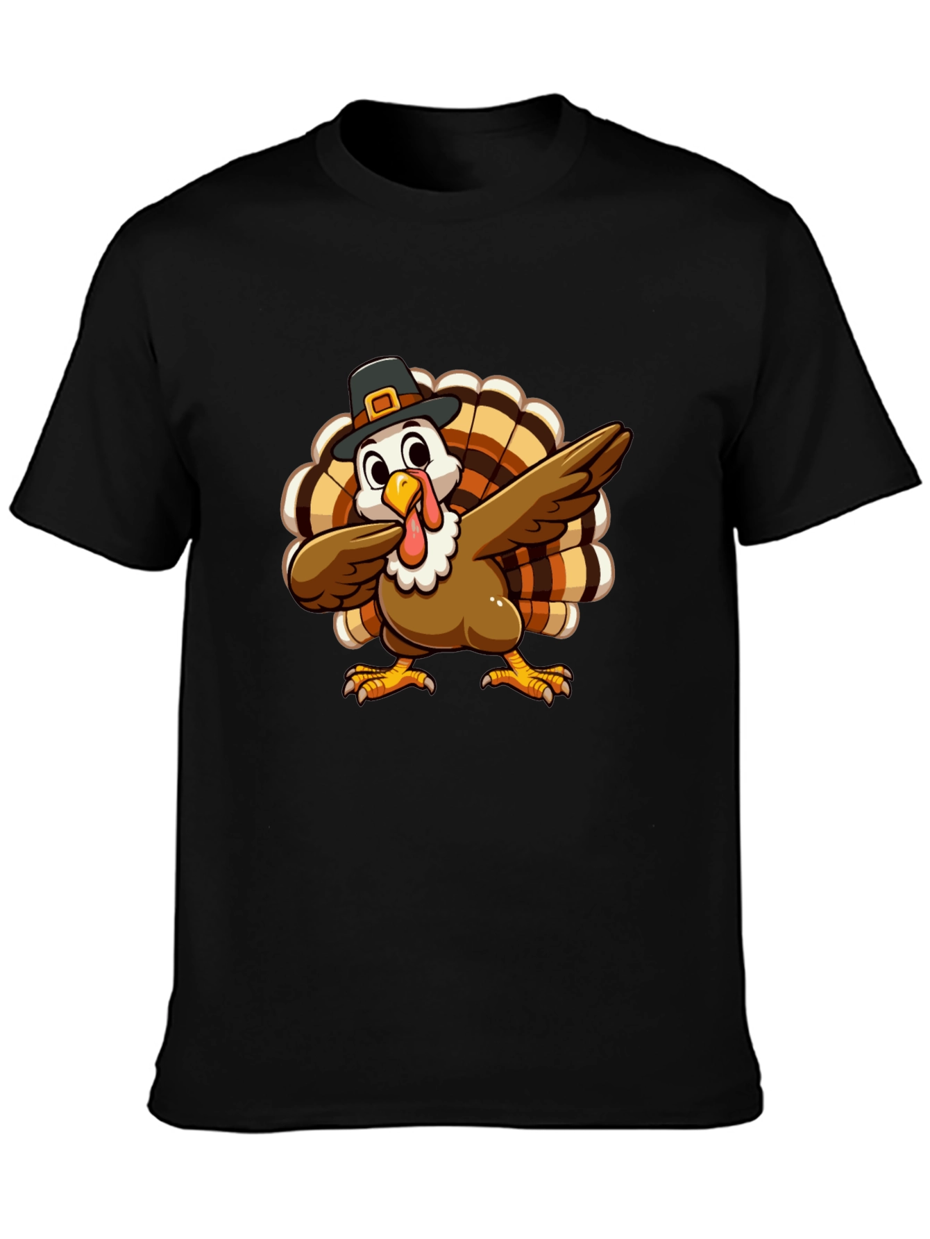 Festive Turkey Dab Black T-Shirt