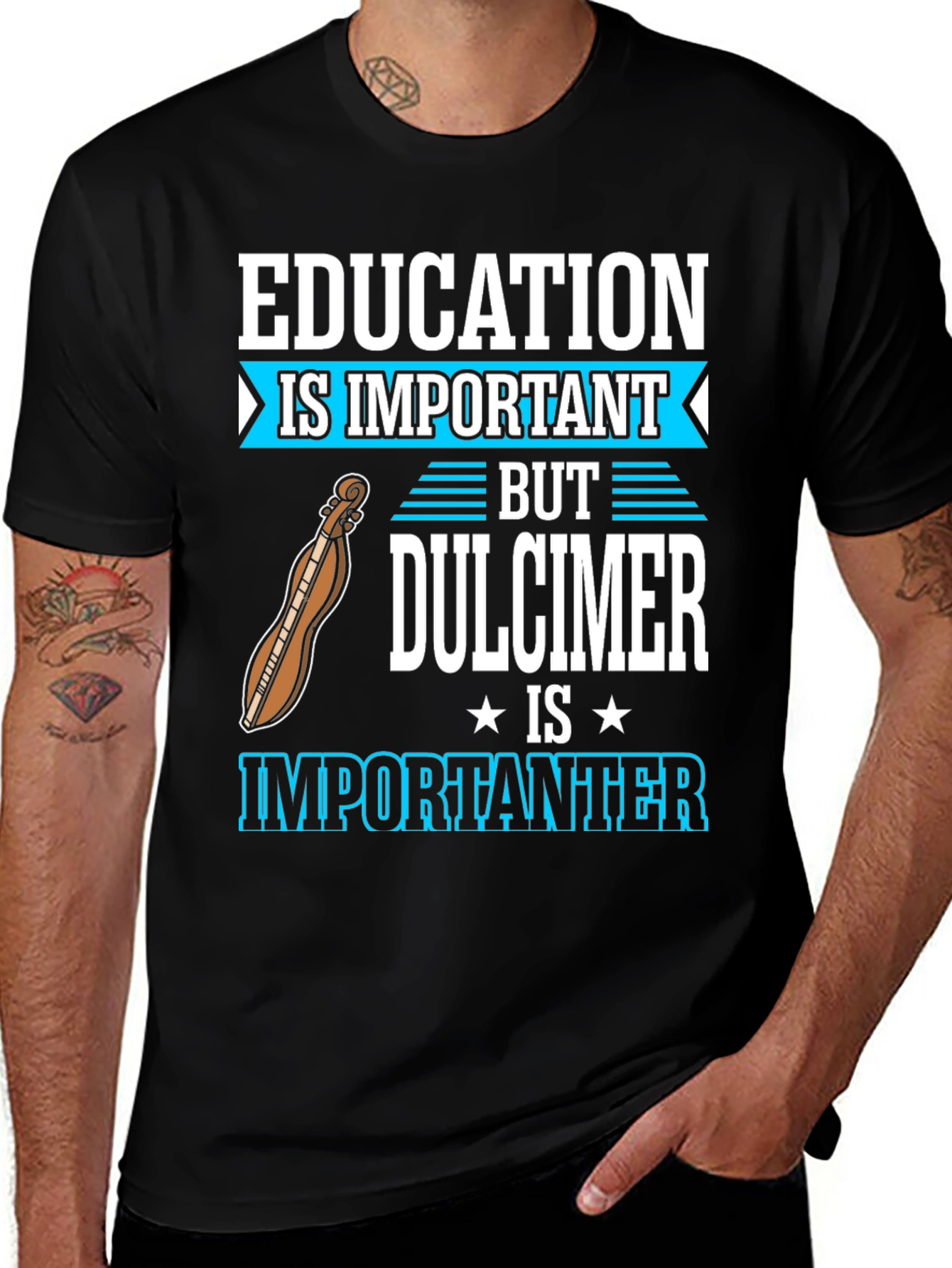 Education vs Dulcimer T-Shirt