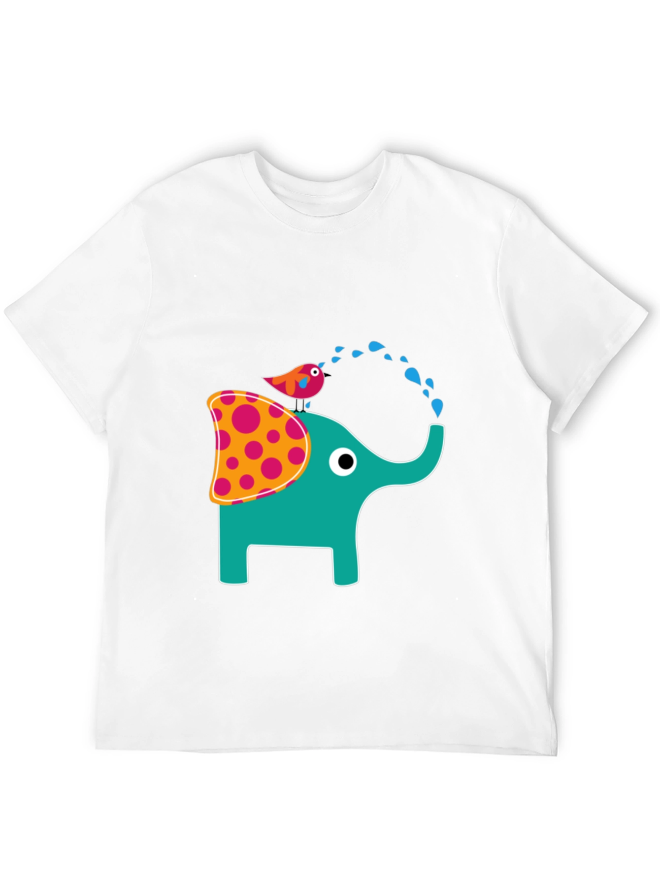 Elephant & Bird Graphic Print Black T-Shirt