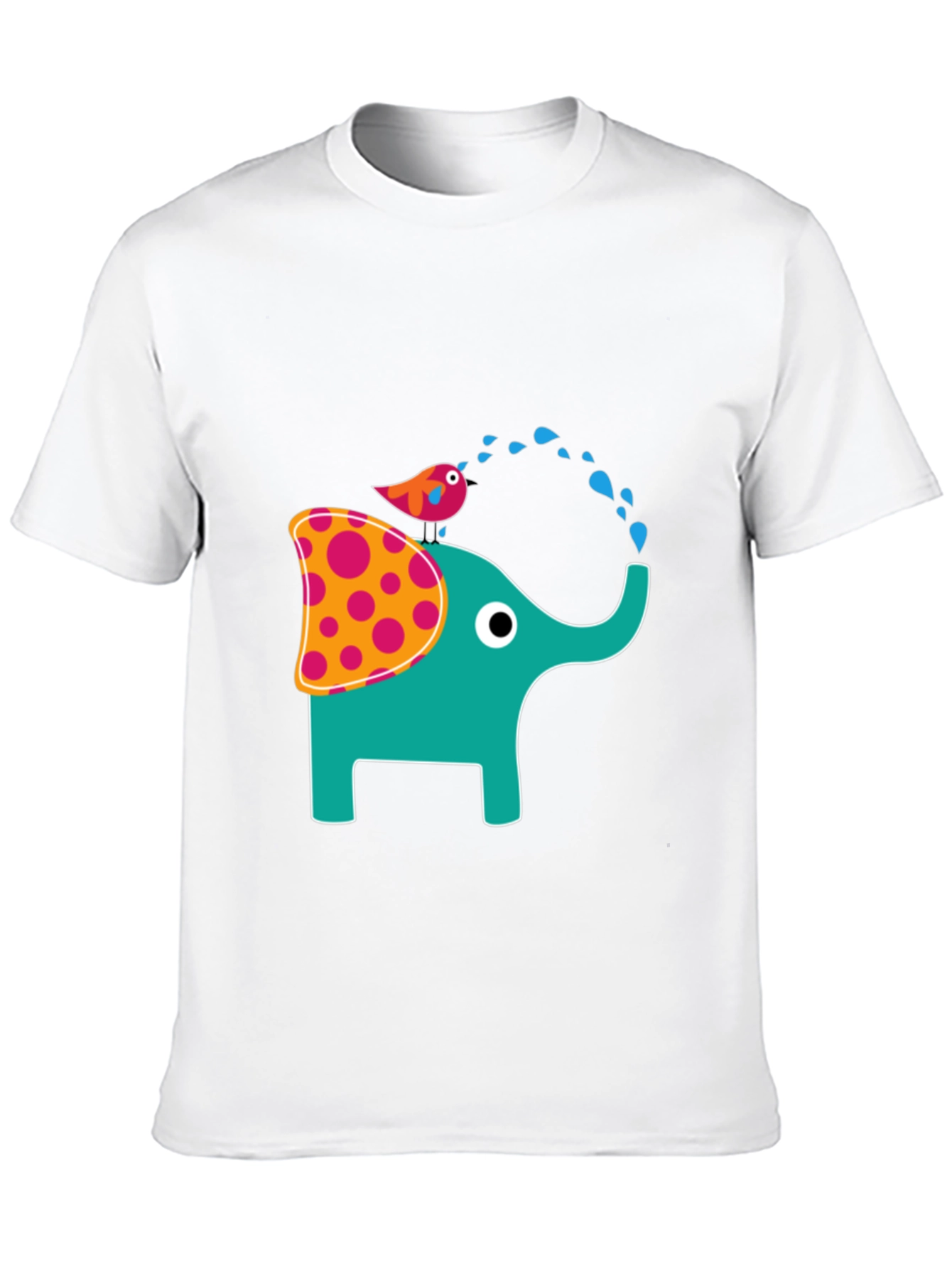 Elephant & Bird Graphic Print Black T-Shirt