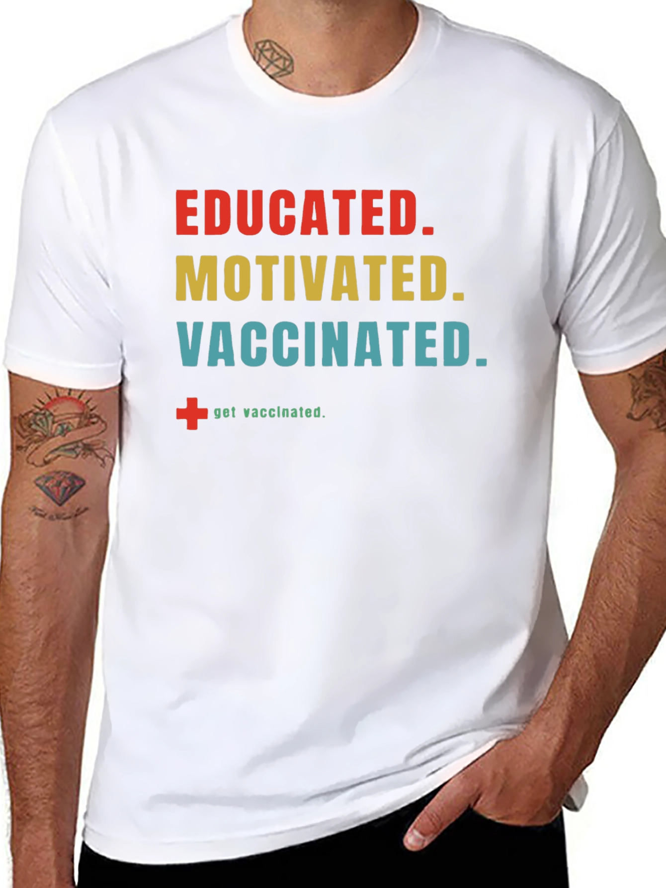 Educated Motivated Vaccinated Black T-Shirt