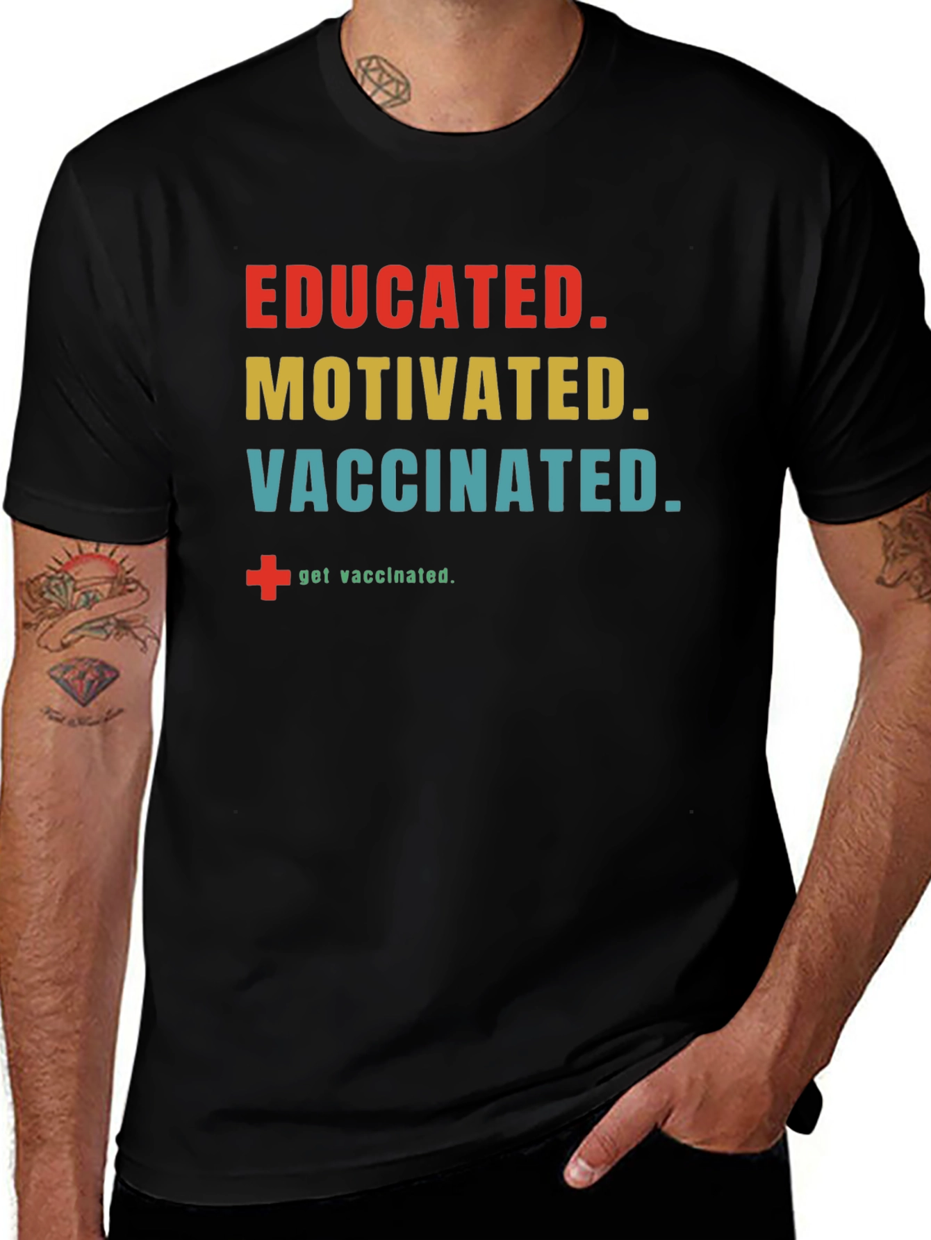 Educated Motivated Vaccinated Black T-Shirt