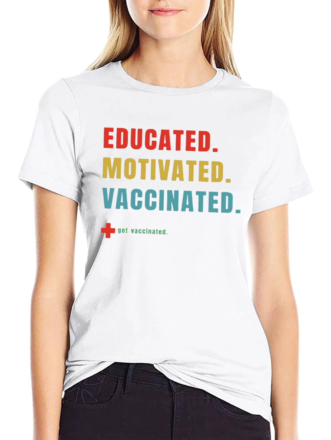 Educated Motivated Vaccinated Black T-Shirt