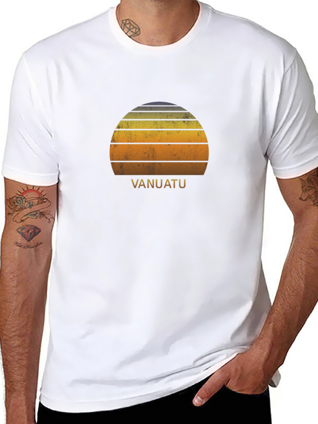 Vanuatu Sunset Graphic T-Shirt - Retro Style
