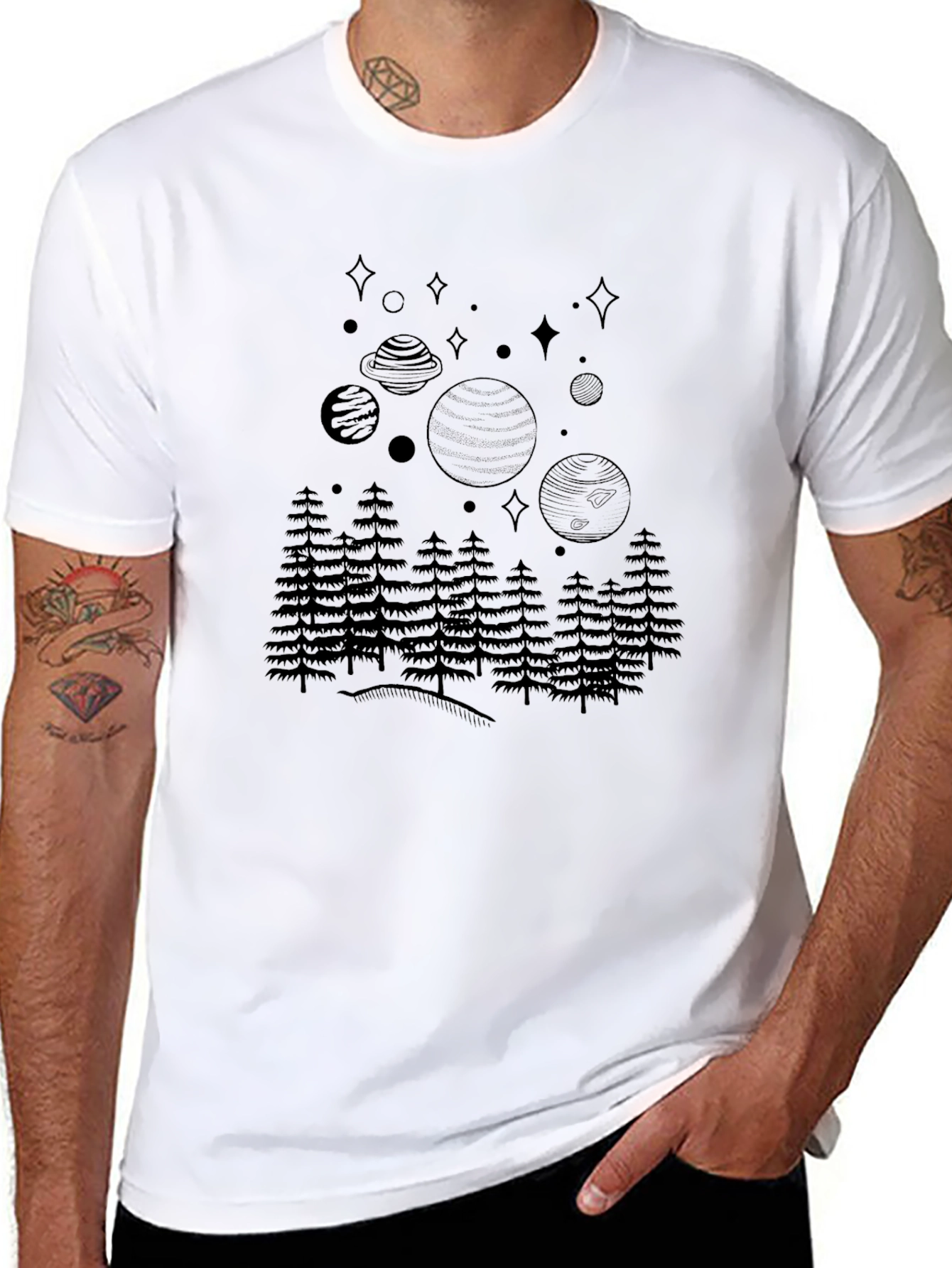 Space & Forest Graphic T-Shirt