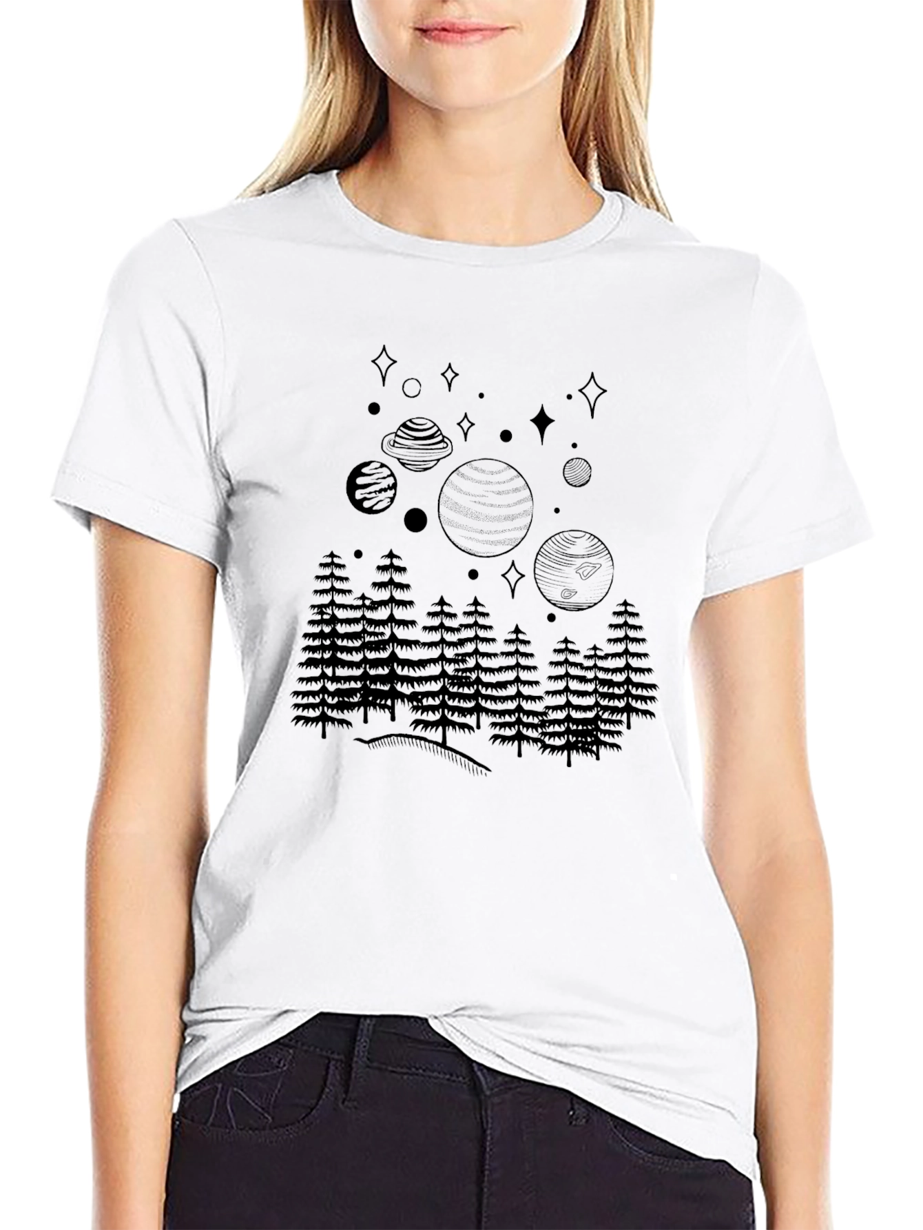 Space & Forest Graphic T-Shirt
