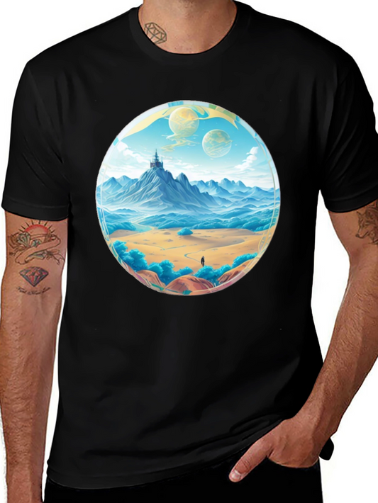 Fantasy Landscape Graphic Tee - Black