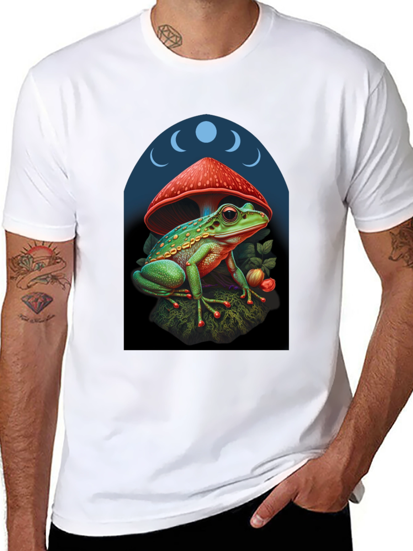 Frog Under Mushroom Graphic Tee