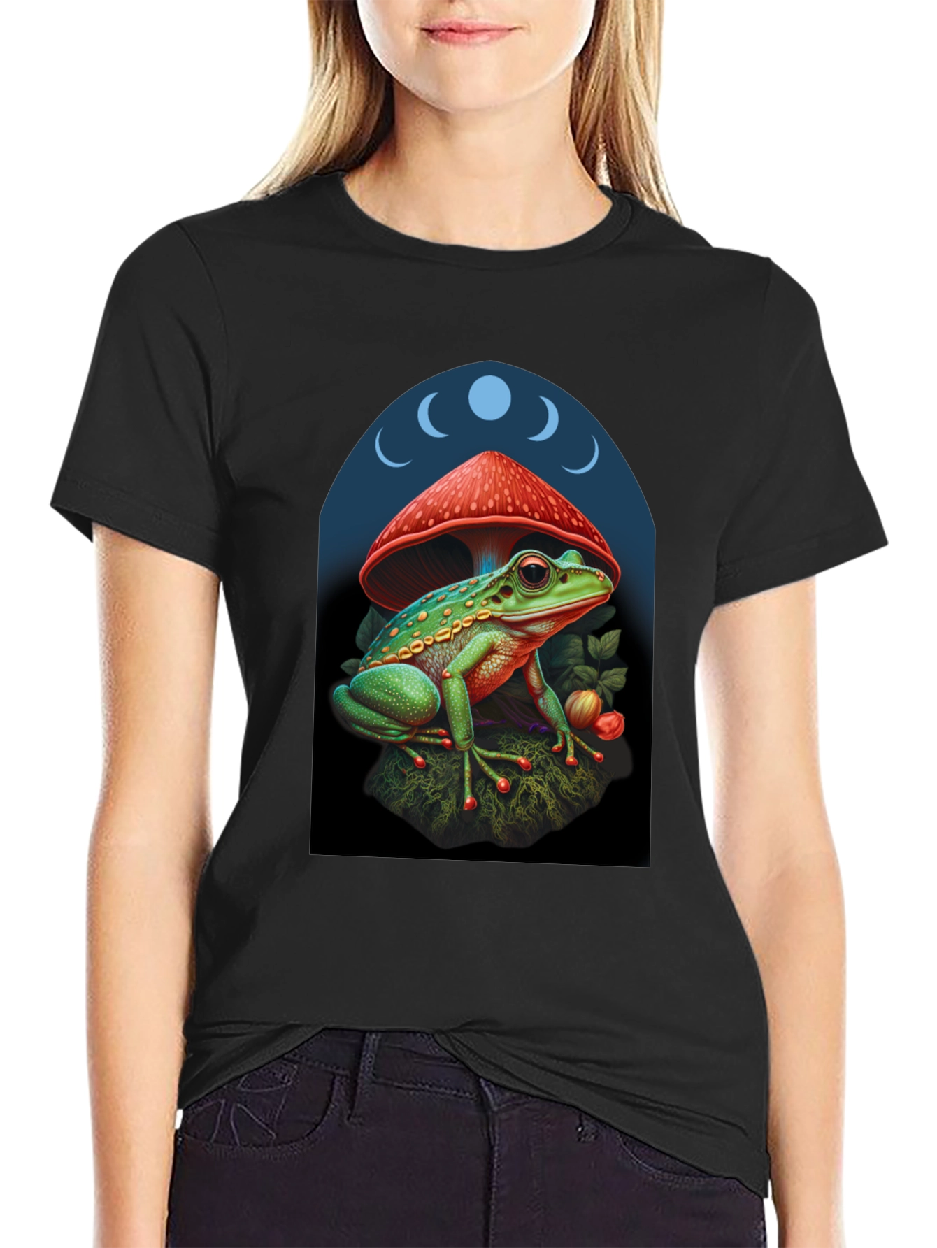 Frog Under Mushroom Graphic Tee
