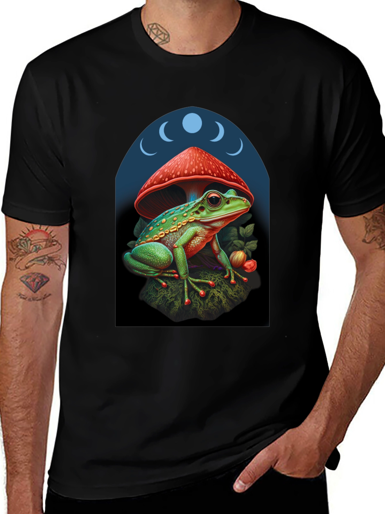 Frog Under Mushroom Graphic Tee