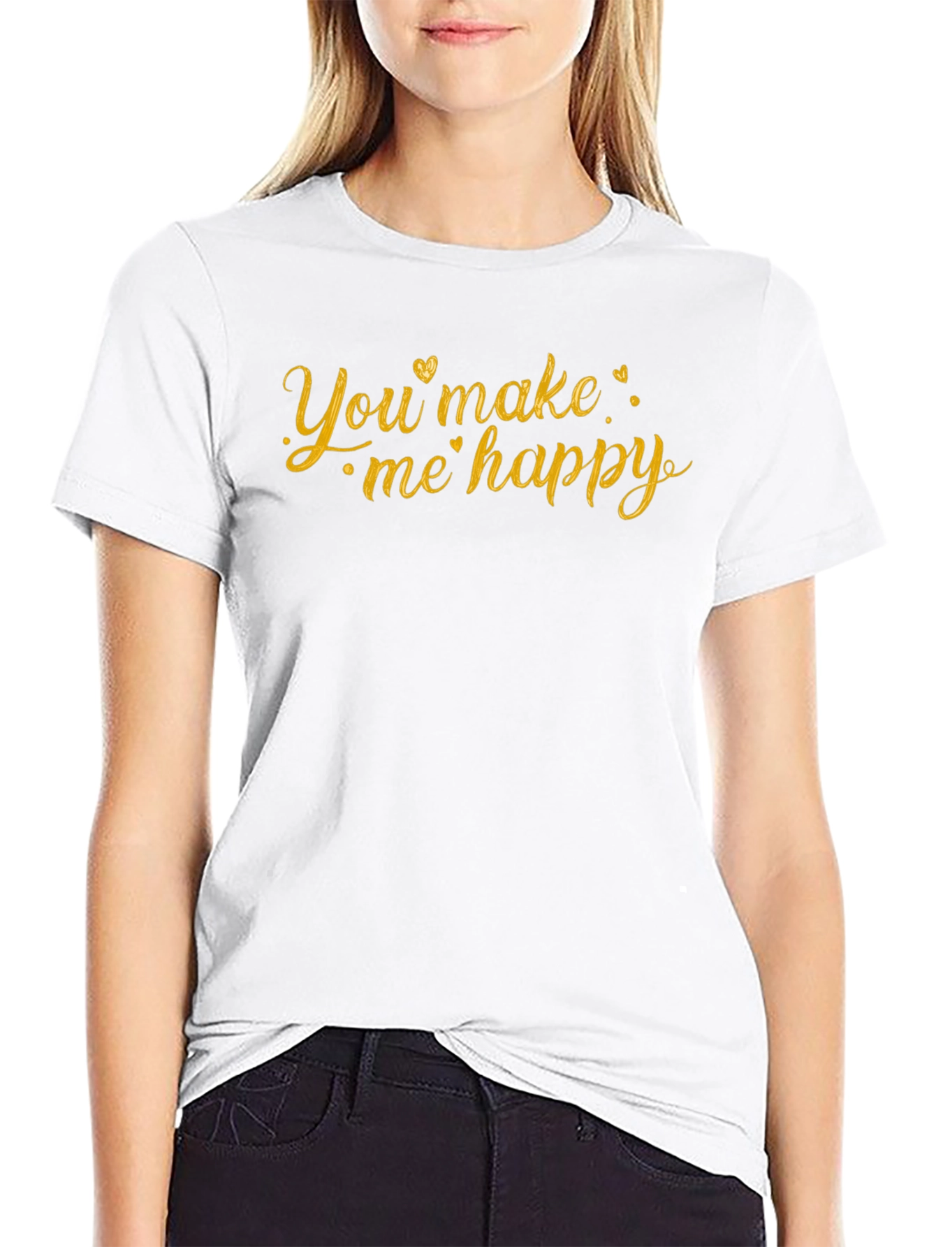 You Make Me Happy Graphic Tee - Black