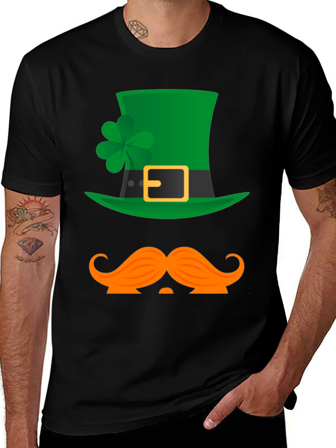 St Patricks Day Hat & Mustache Graphic Tee