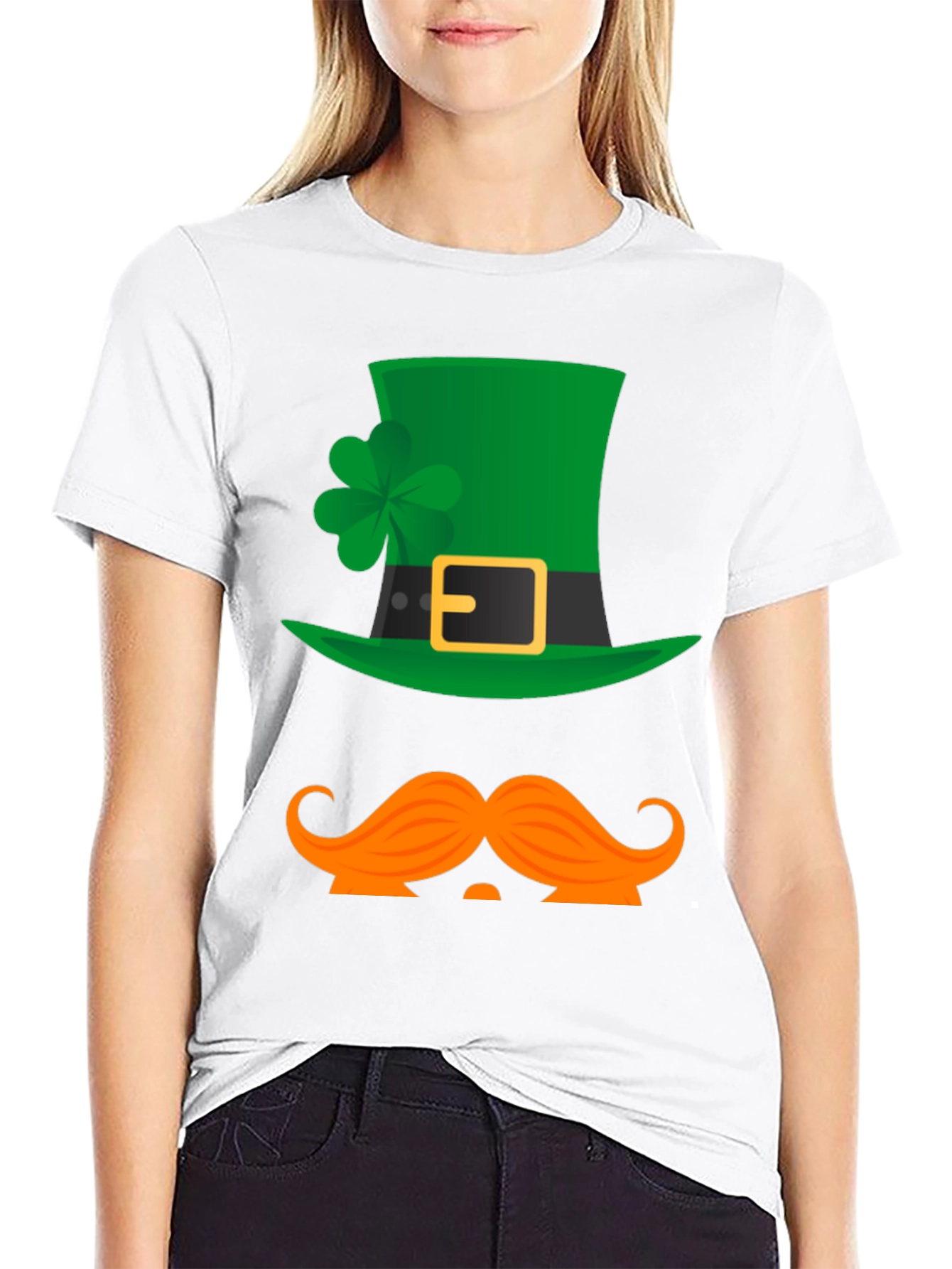 St Patricks Day Hat & Mustache Graphic Tee