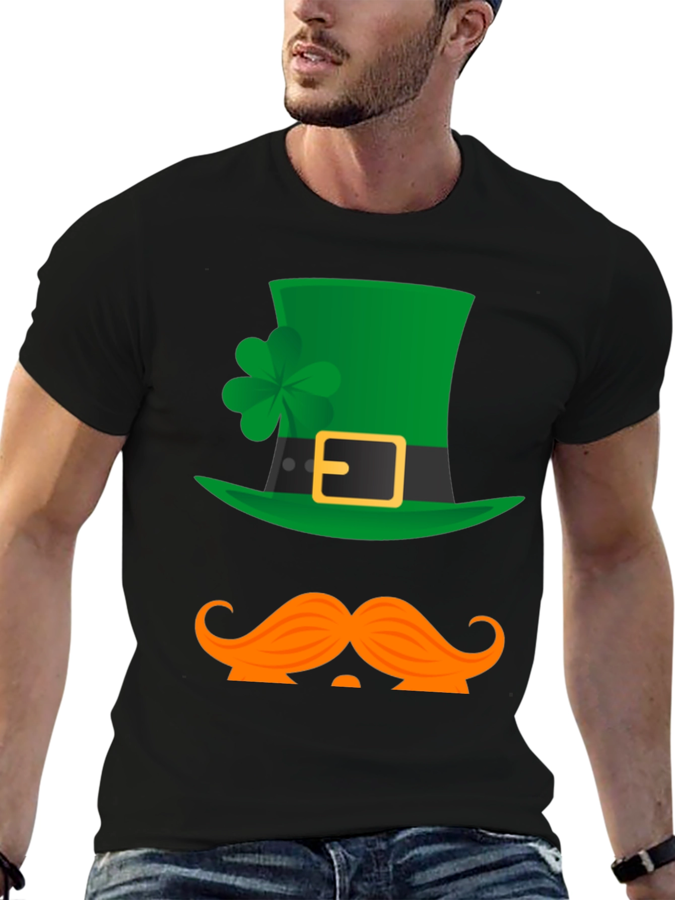 St Patricks Day Hat & Mustache Graphic Tee