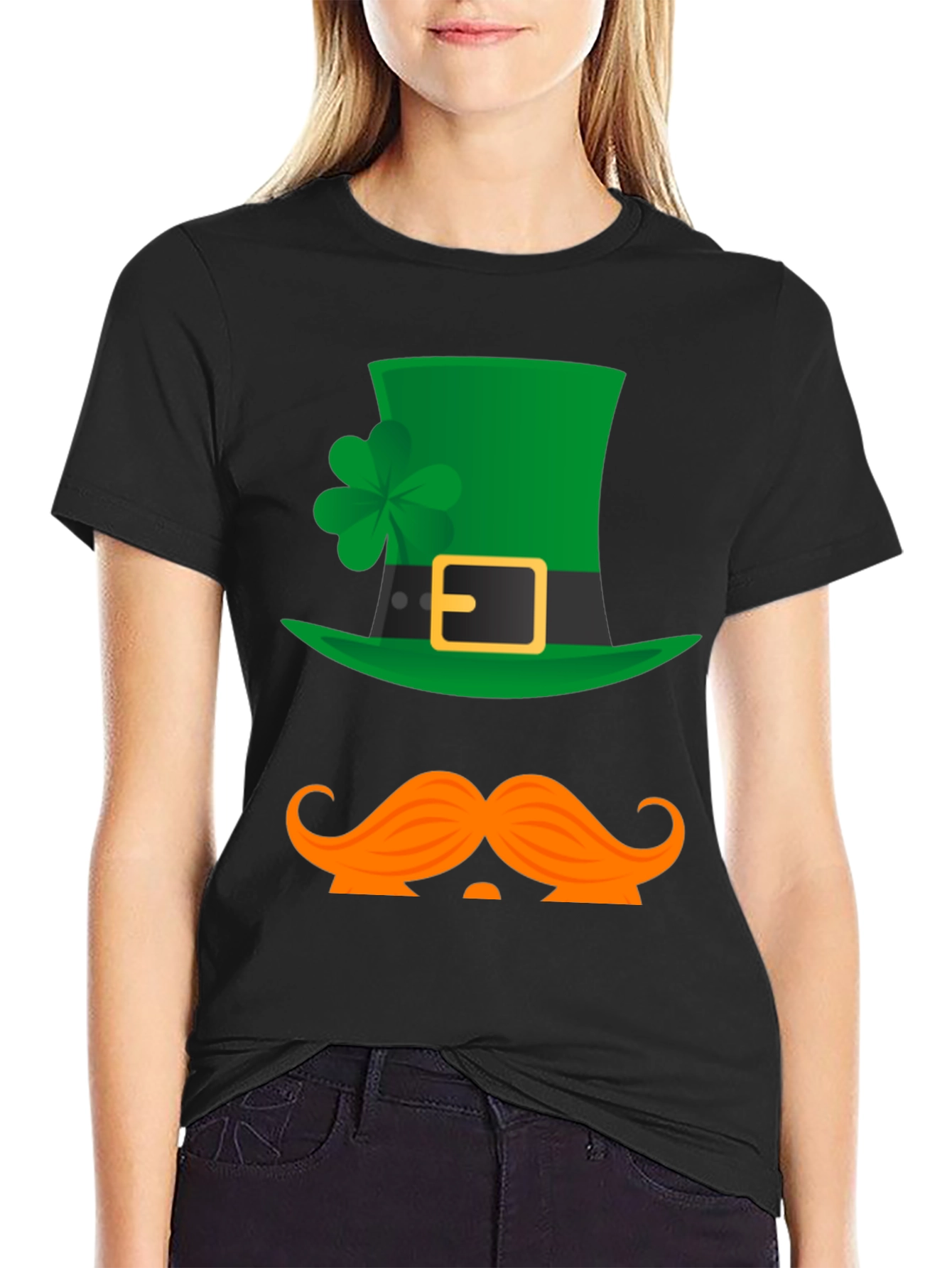 St Patricks Day Hat & Mustache Graphic Tee