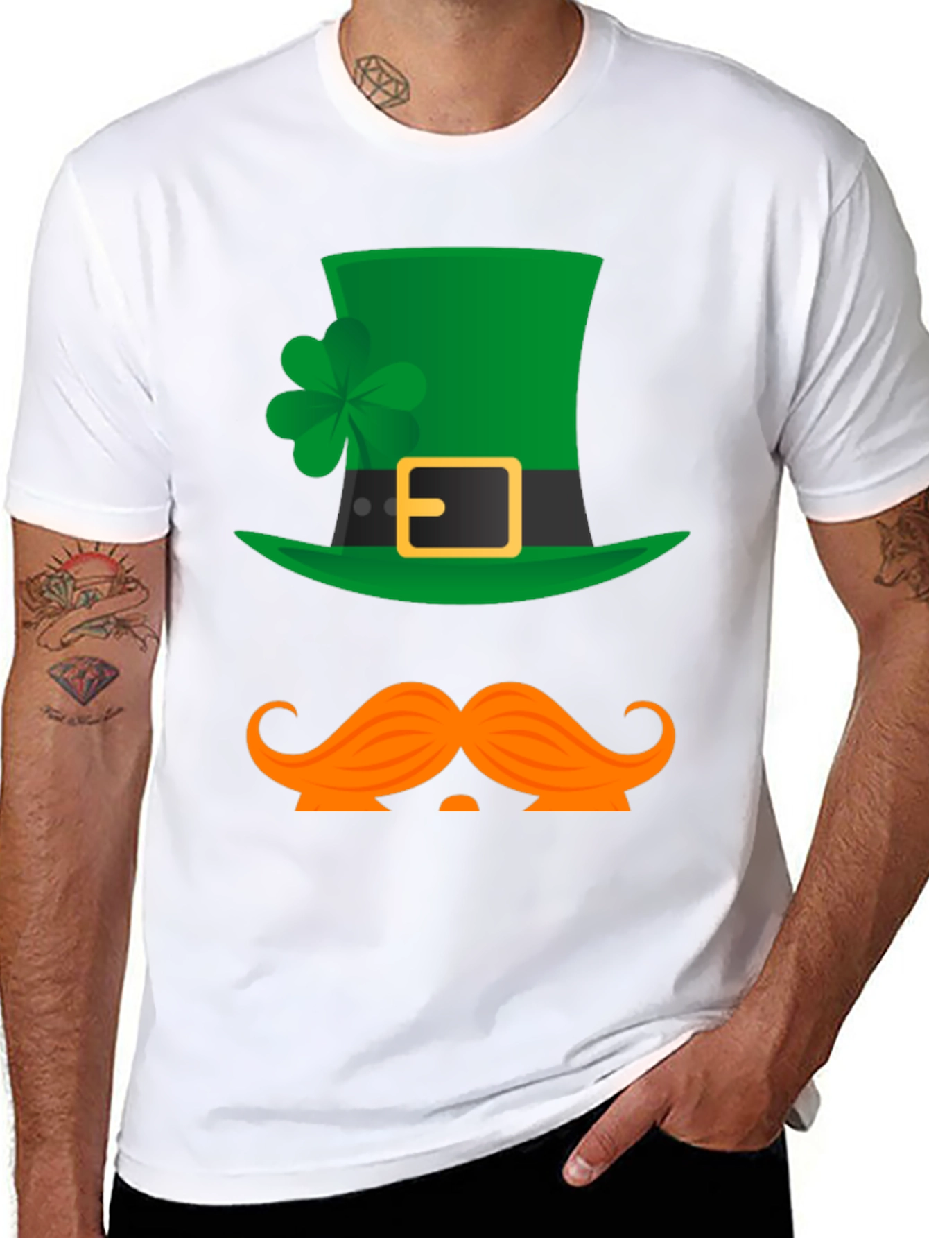 St Patricks Day Hat & Mustache Graphic Tee