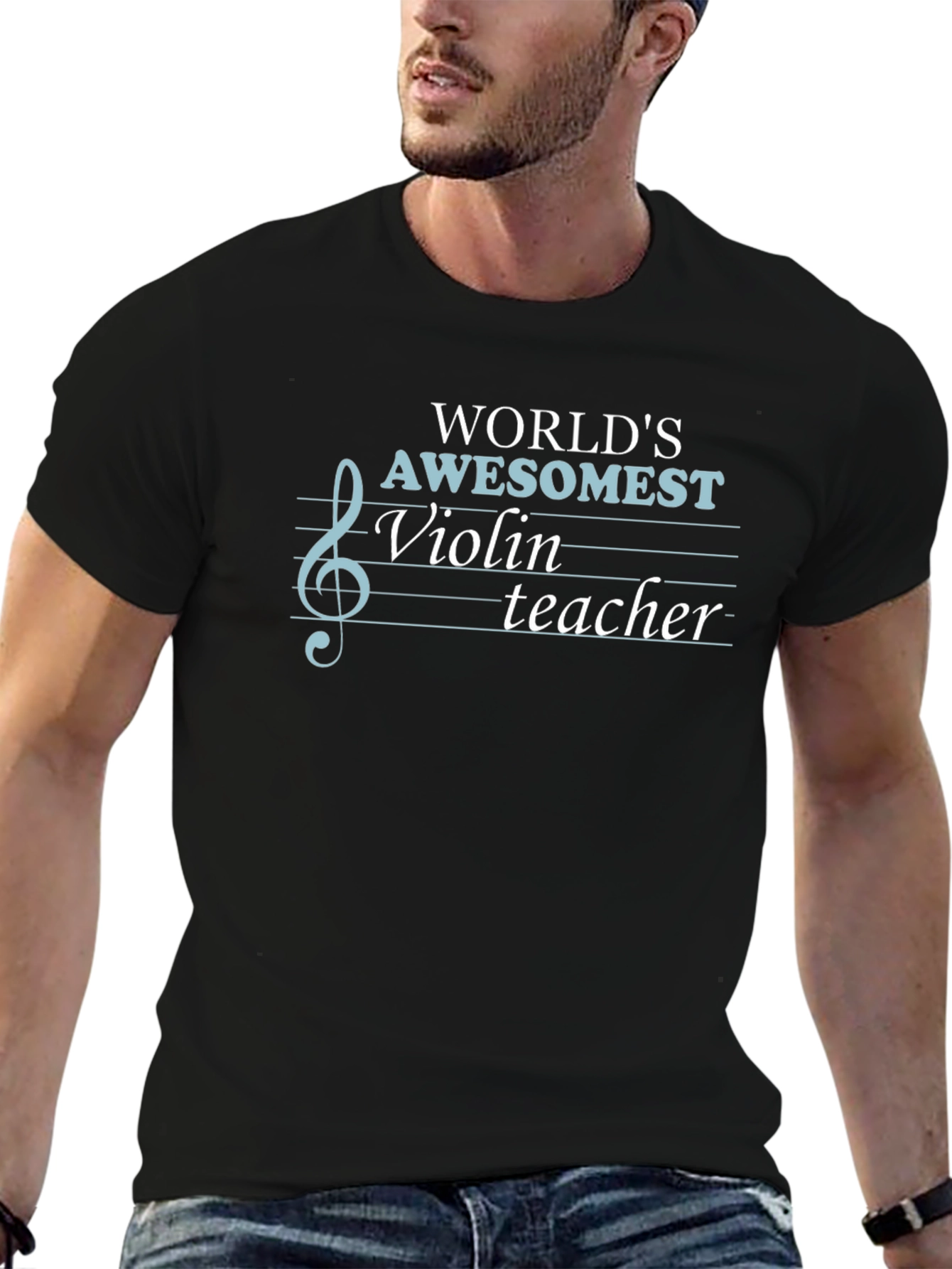 Worlds Awesomest Violin Teacher Black T-Shirt