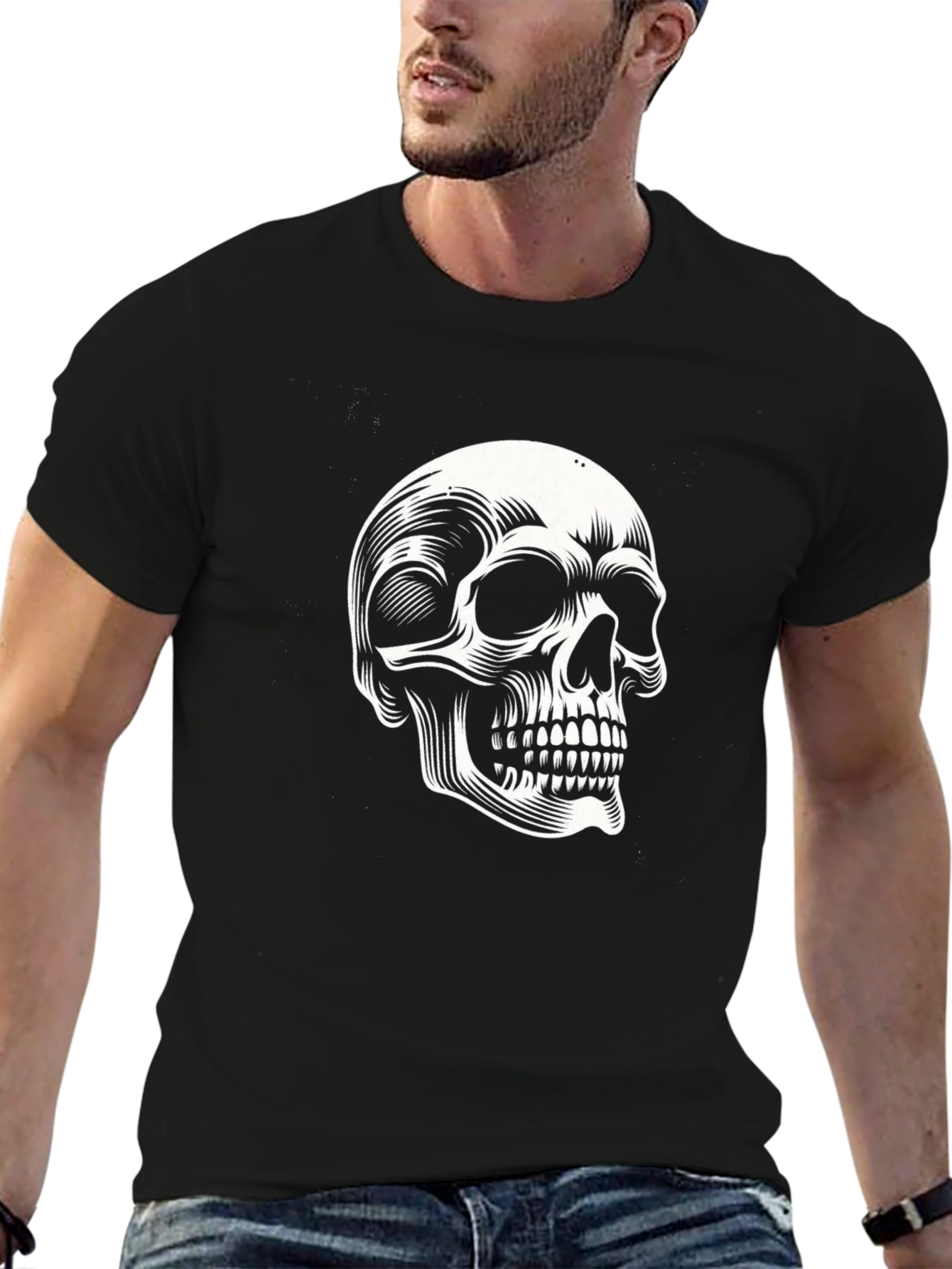 Skull Graphic Print Black T-Shirt - Edgy Style