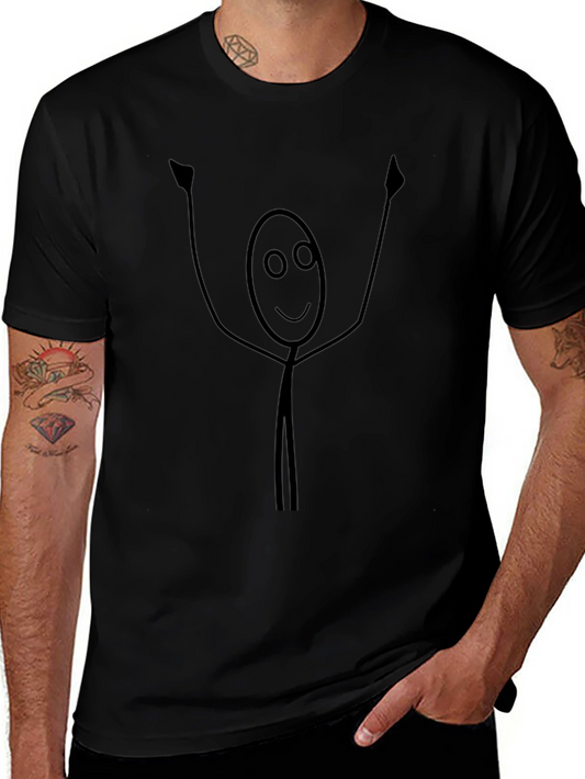 Funny Stick Figure Graphic Black T-Shirt