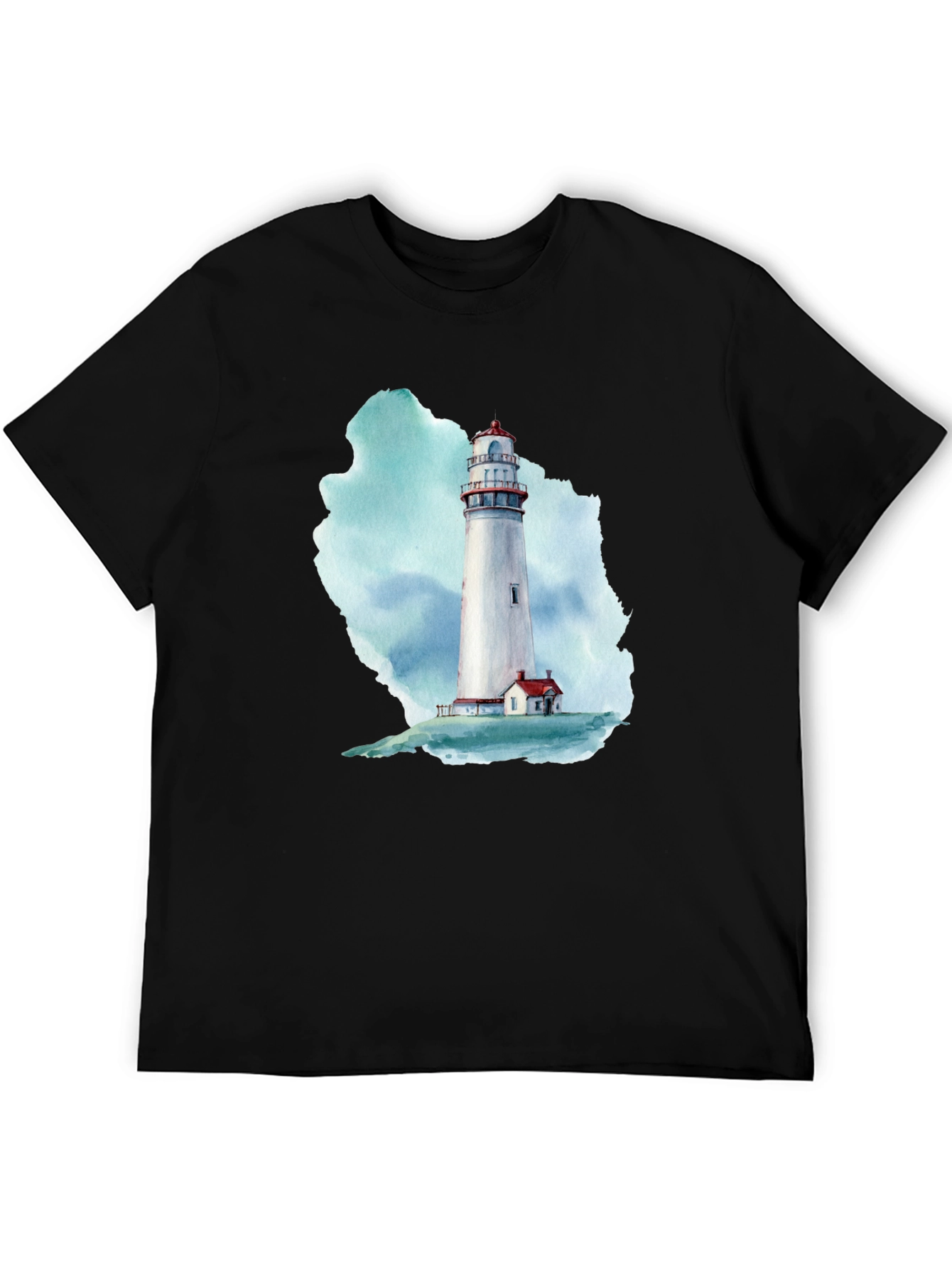 Lighthouse Graphic Print Black T-Shirt