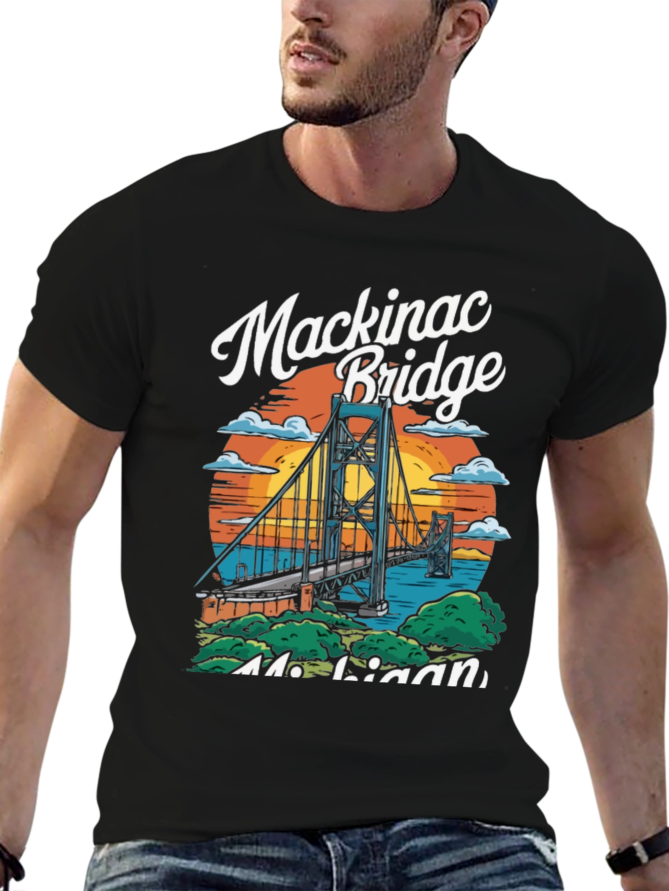 Mackinac Bridge Michigan Graphic T-Shirt