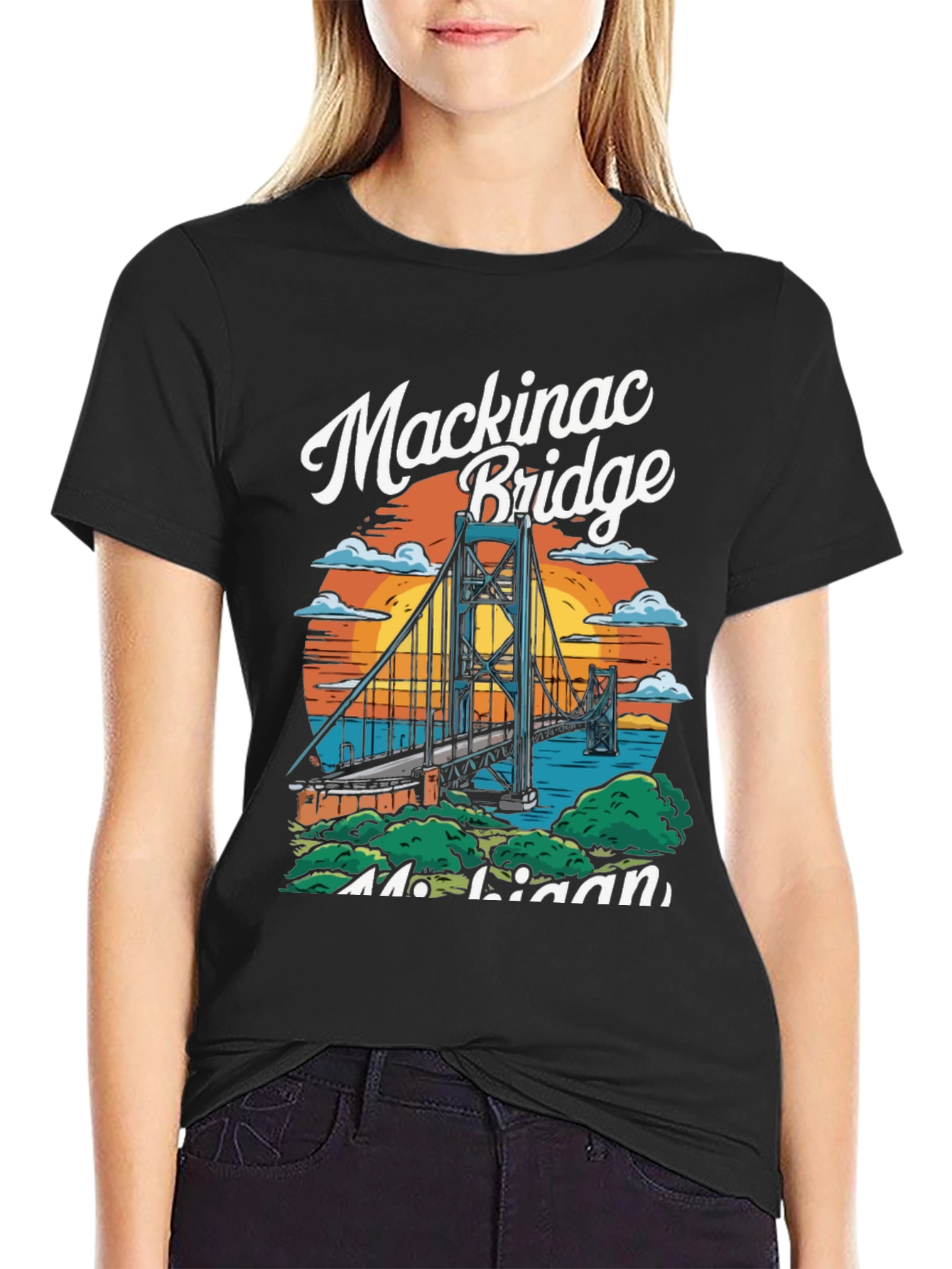 Mackinac Bridge Michigan Graphic T-Shirt
