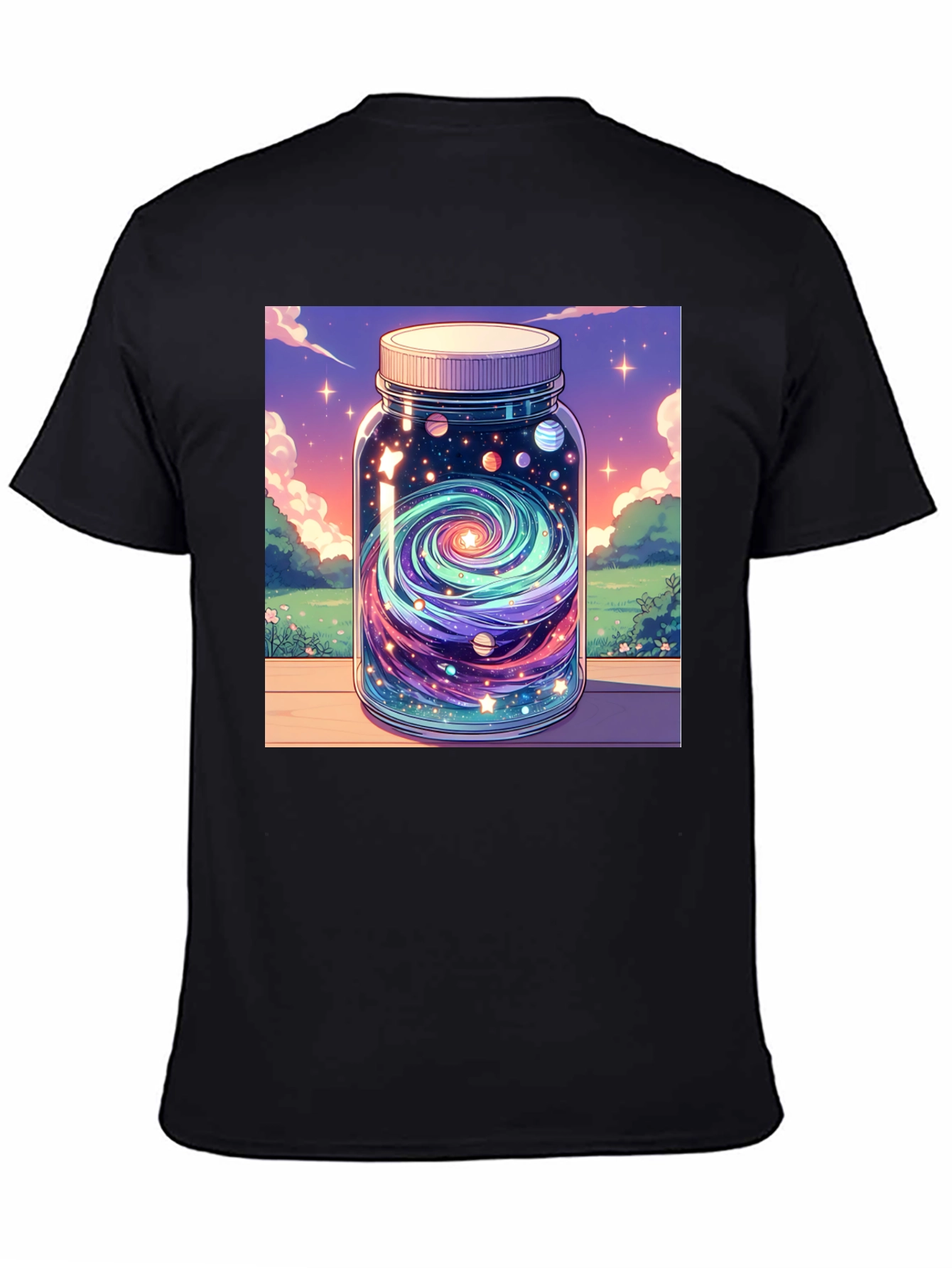 Galaxy Jar Graphic Tee - Black Cotton T-Shirt