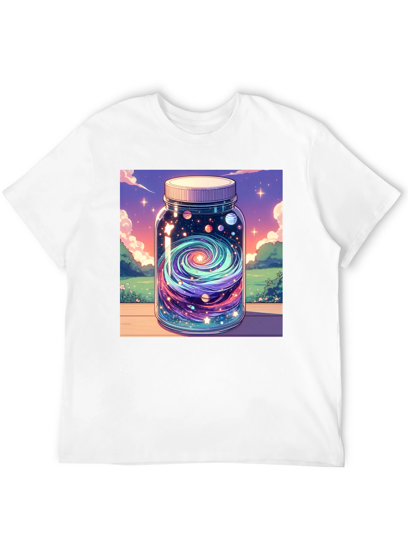 Galaxy Jar Graphic Tee - Black Cotton T-Shirt