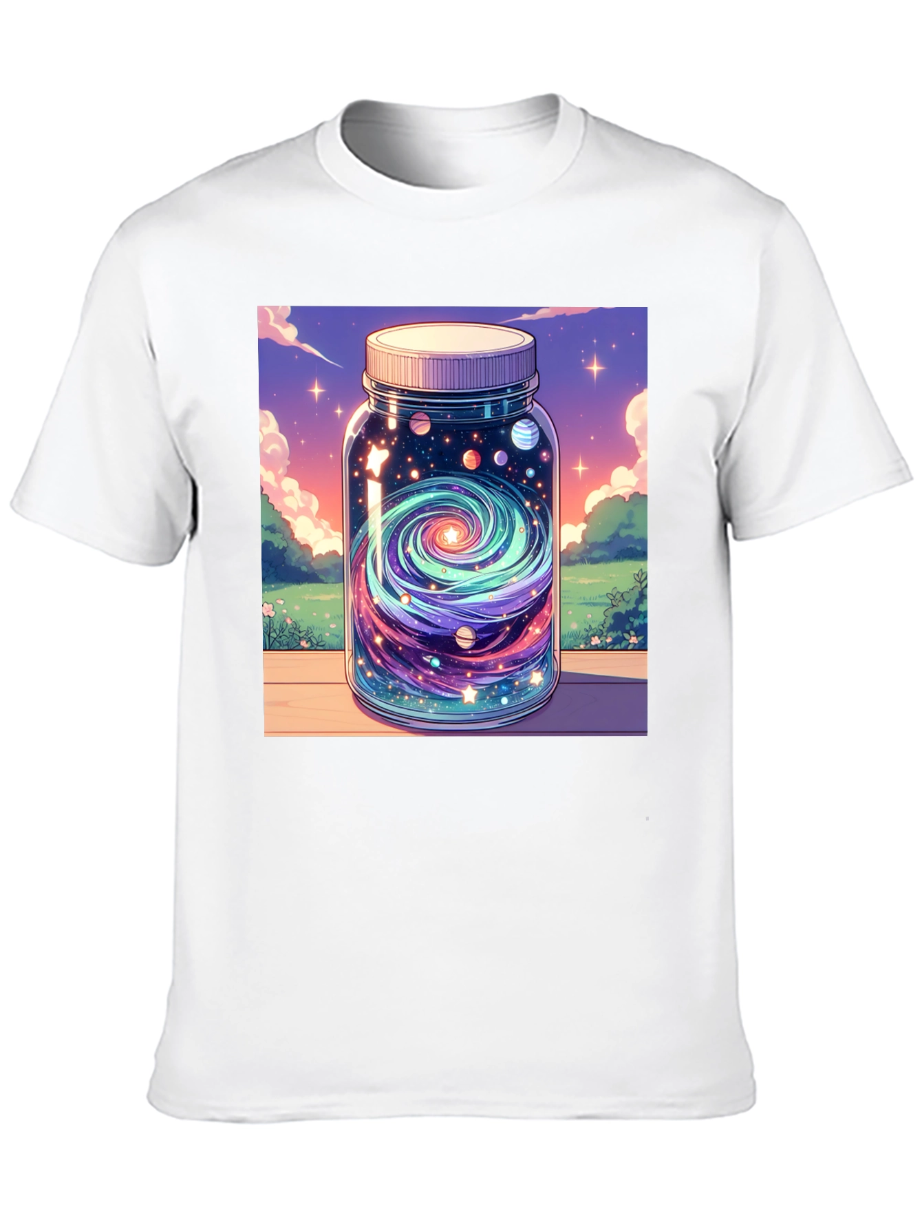 Galaxy Jar Graphic Tee - Black Cotton T-Shirt