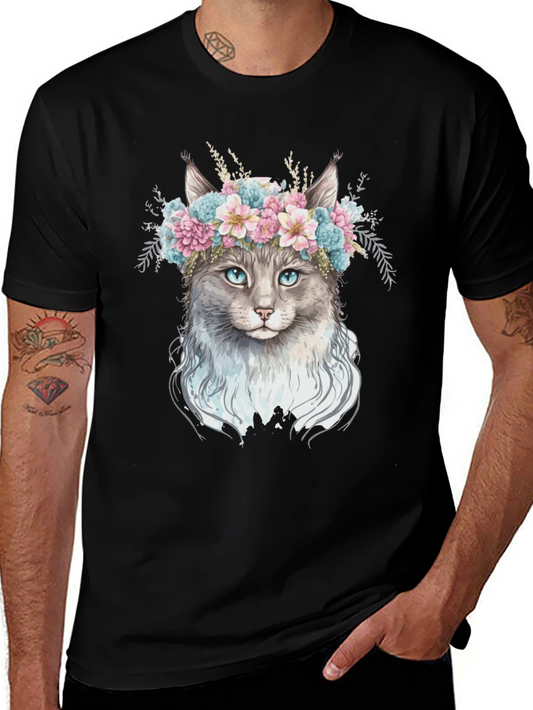 Floral Cat T-Shirt - Unique Design