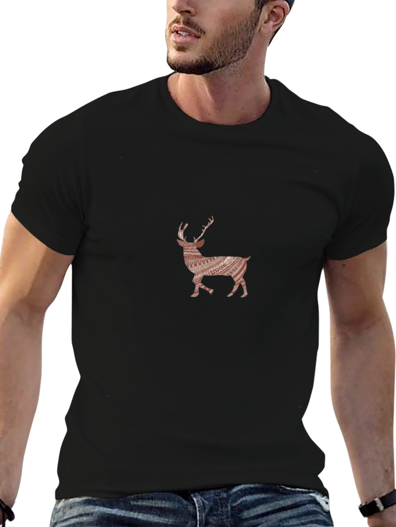 Deer Graphic Black T-Shirt