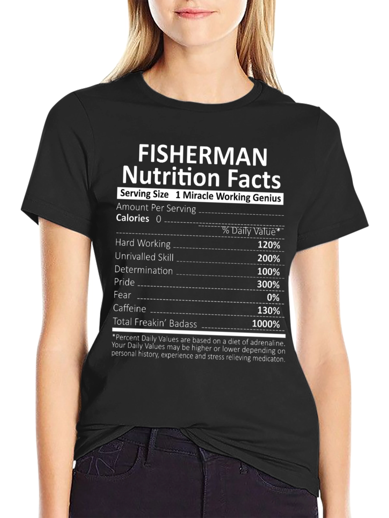 Fisherman Nutrition Facts Graphic Tee