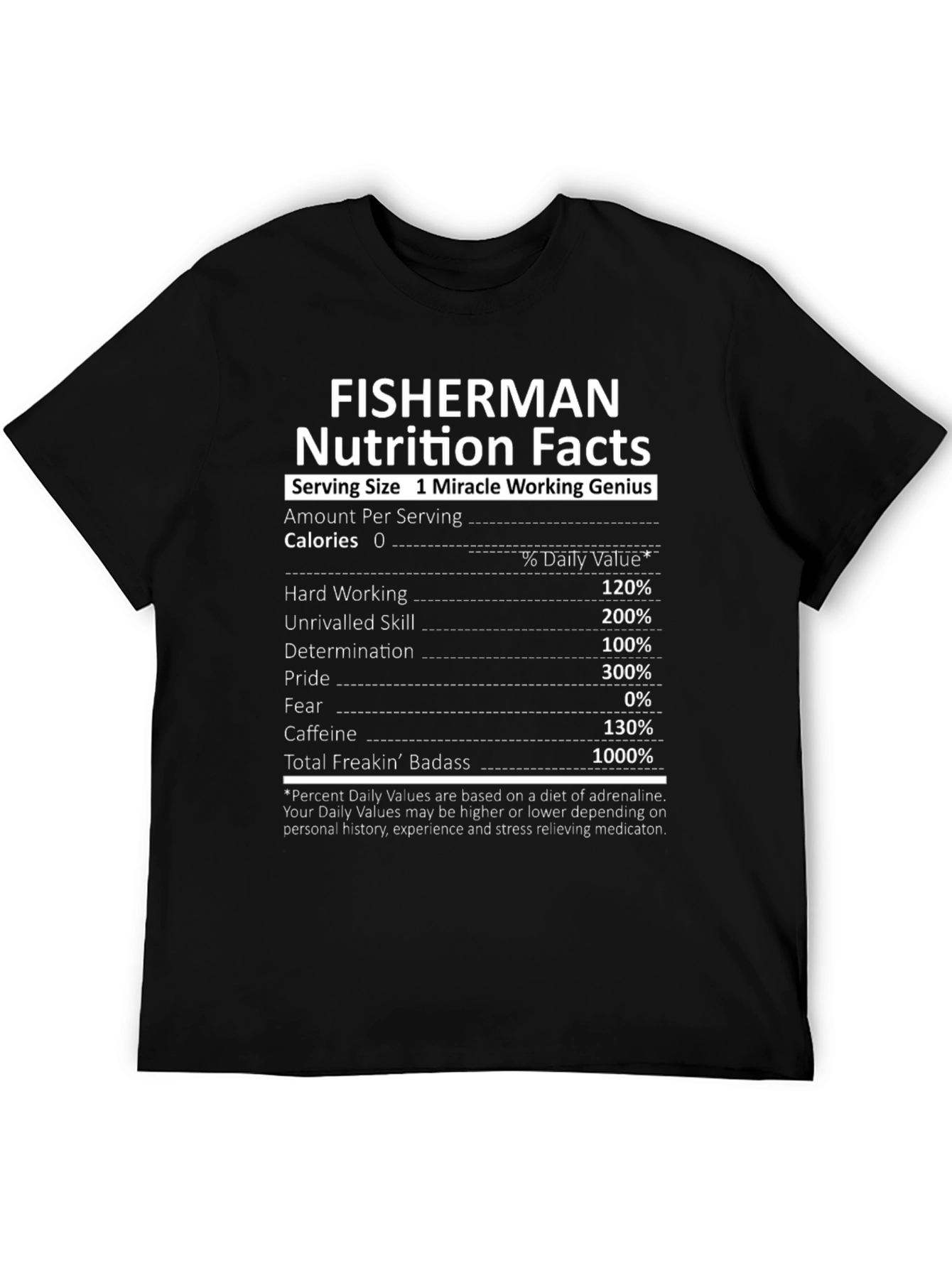 Fisherman Nutrition Facts Graphic Tee
