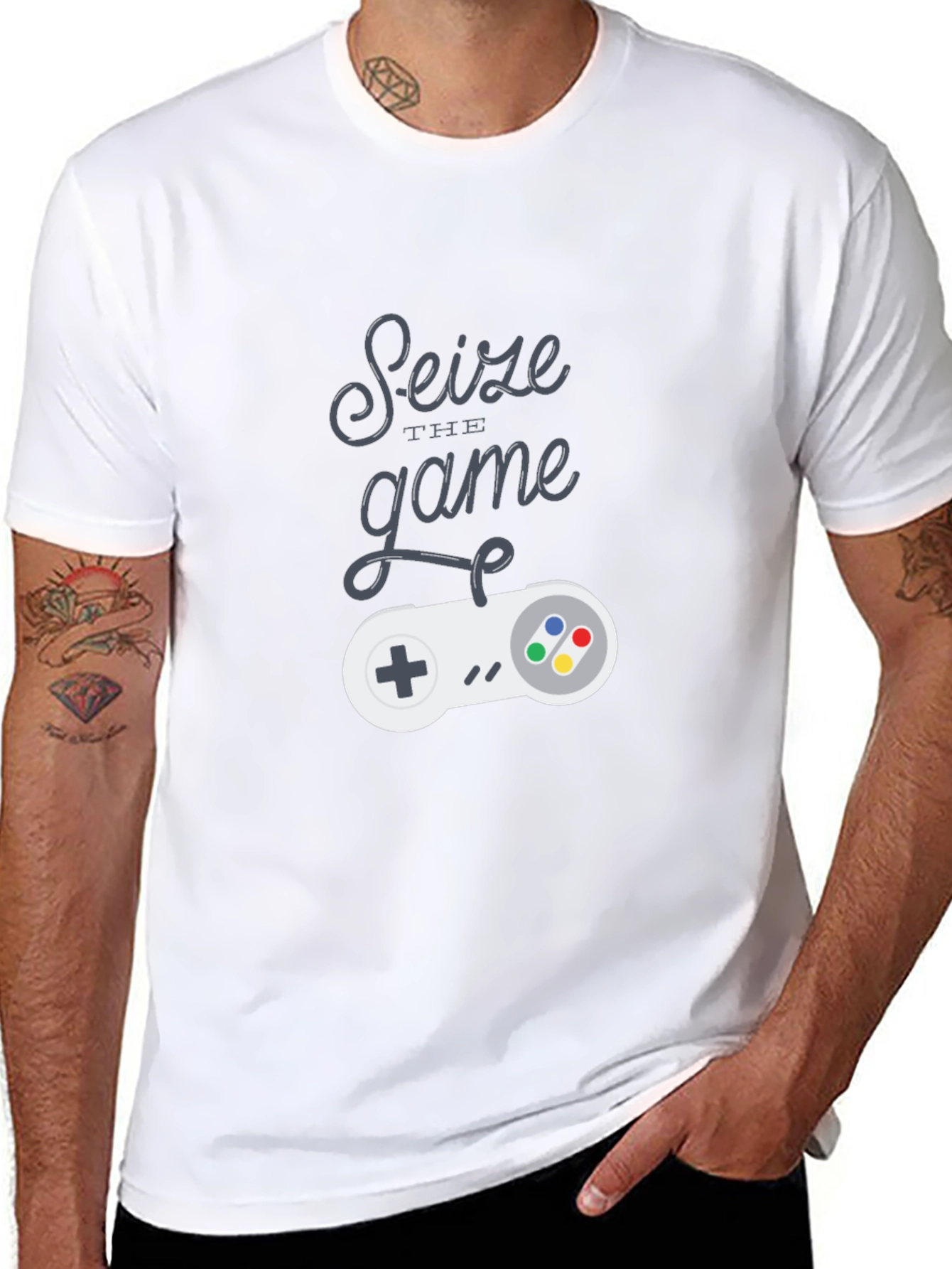 Seize The Game Black T-Shirt Retro Controller Graphic Tee