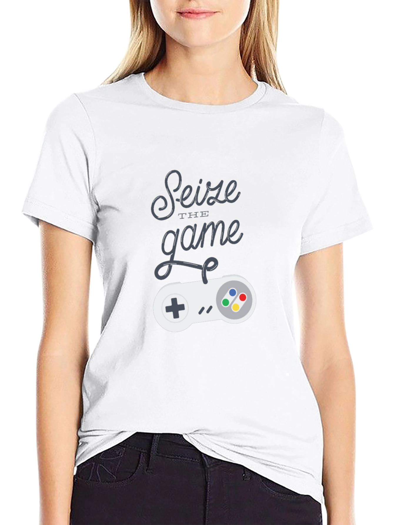 Seize The Game Black T-Shirt Retro Controller Graphic Tee