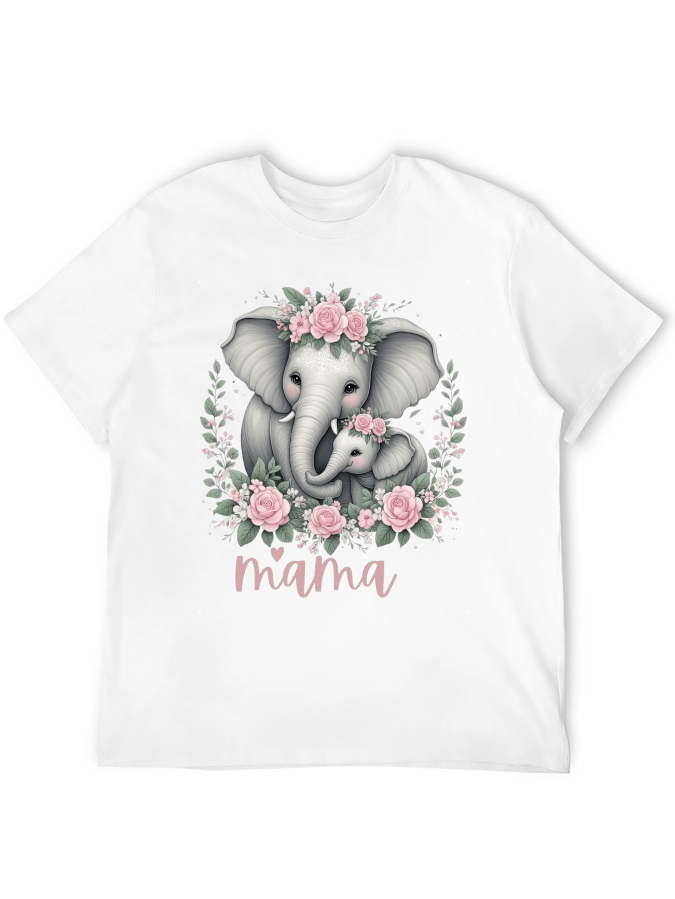 Elephant Mama T-Shirt - Floral Design