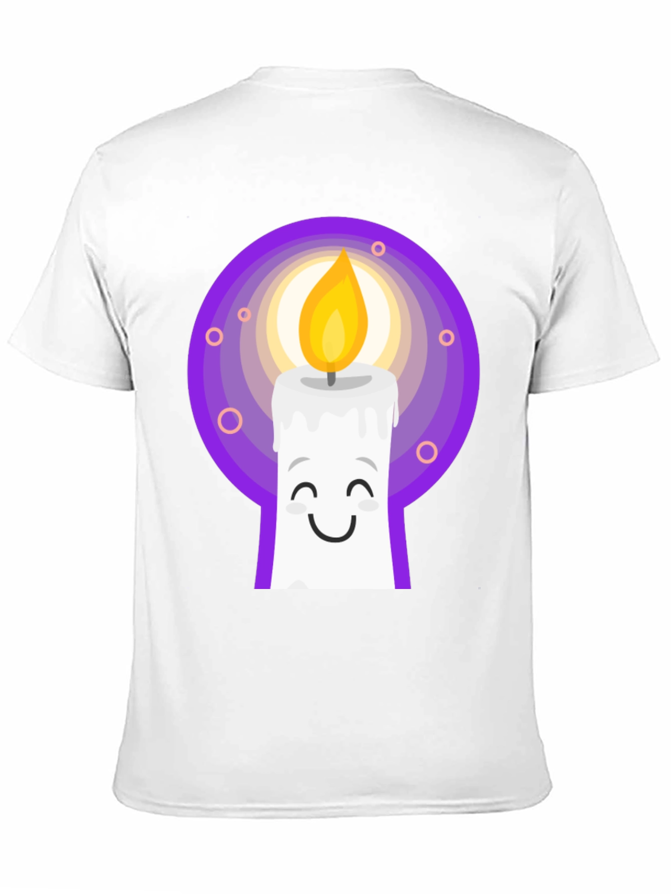 Cute Candle Cartoon Graphic Tee - Black